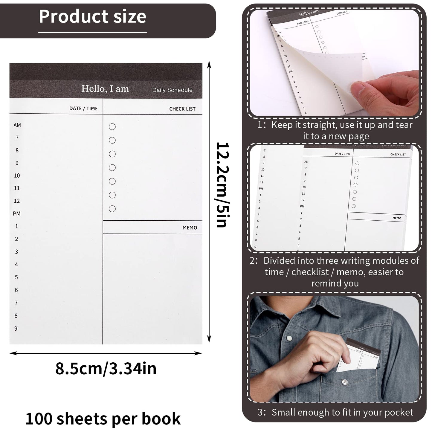 cobee Teacher To Do List Notepad, 100 Sheets Daily Planner Notepads Teacher Checklist Memo Notepad Undated Daily Tasks Planner Stationery Organizer Supplies for School Offices 12.2 x 8.5 cm