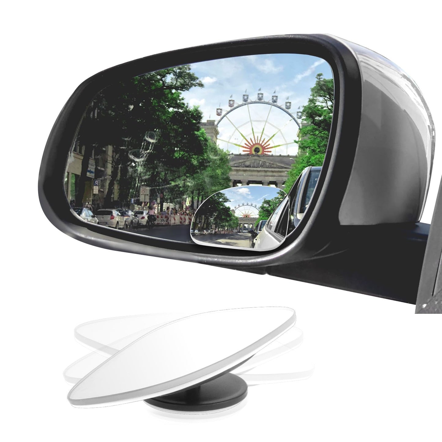 TIESOME 2Pcs Blind Spot Mirror, Car Side Mirror Blindspot, Adjustable Car Auxiliary Mirrors HD Glass Convex Lens Frameless Universal Wide Angle Mirror for Improved Traffic Safety, fan-shaped(Fan)