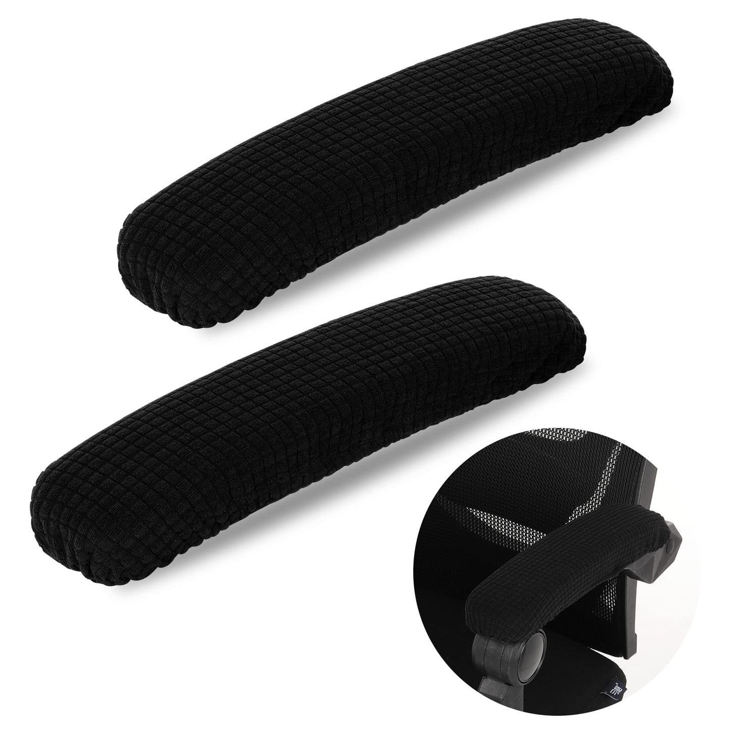 TIESOME 2Pcs Office Chair Arm Armrest Covers, Stretchable Polyester Office Chair Protector Covers Relieves Elbow Discomfort (Length-40cm) (Black)