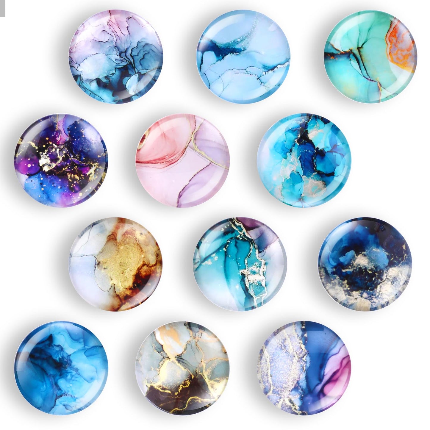 Giantree 12 Pcs Decorative Magnetic Refrigerator, Glass Magnets for Fridge Cute Magnet Fridge Sticker, Marble Texture Fridge Magnets for Whiteboard Classroom Kitchen Office Home Cabinet and Photos