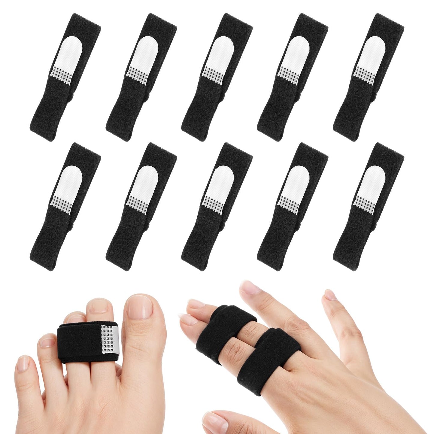 Yuanchu Finger Splint, Pack of 10 Adjustable Finger Bandage Small Trigger Finger Brace Finger Splint Finger Protection Bandage for Toes, Broken, Sprains, Arthritis, Tendonitis (10)