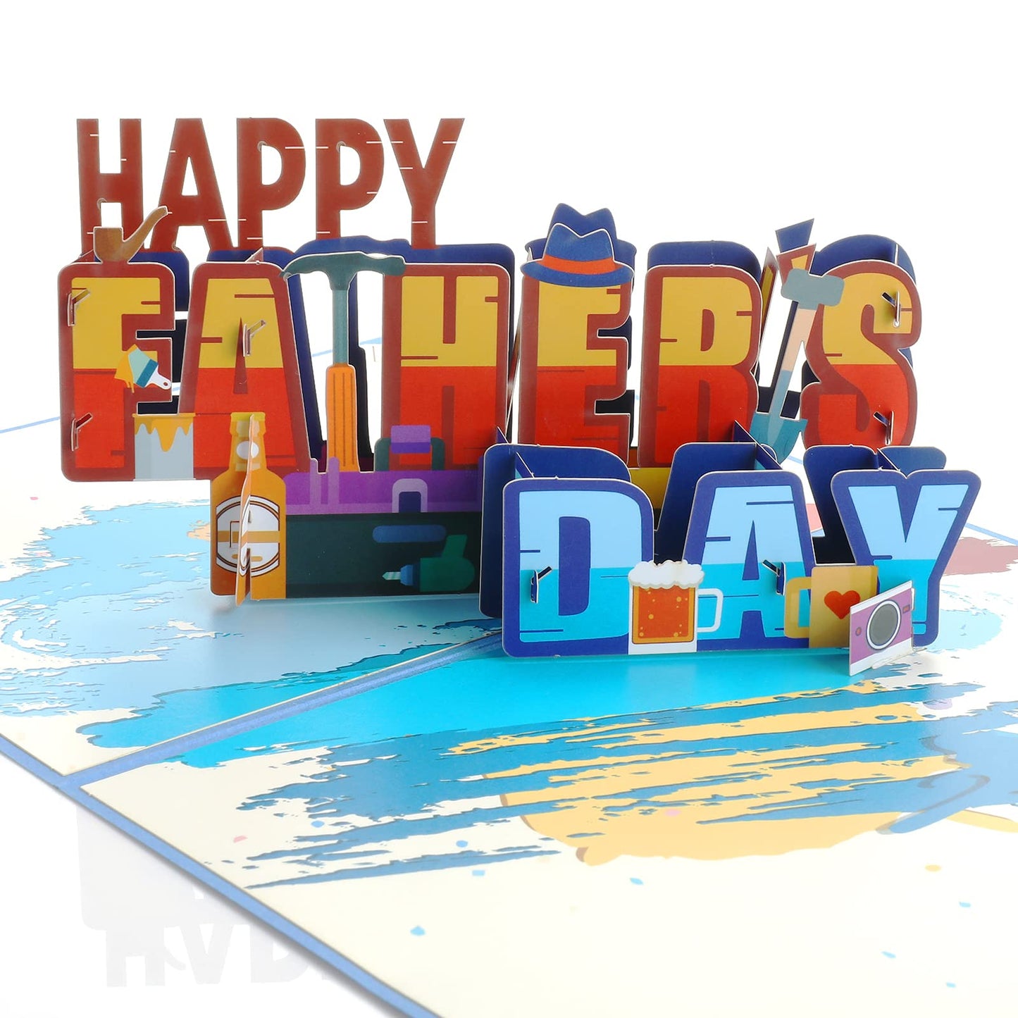 cobee Father's Day 3D Greeting Cards, Happy Fathers Day Pop Up Card with Envelopes Birthday Popup Card for Father Dad Father Day Gift