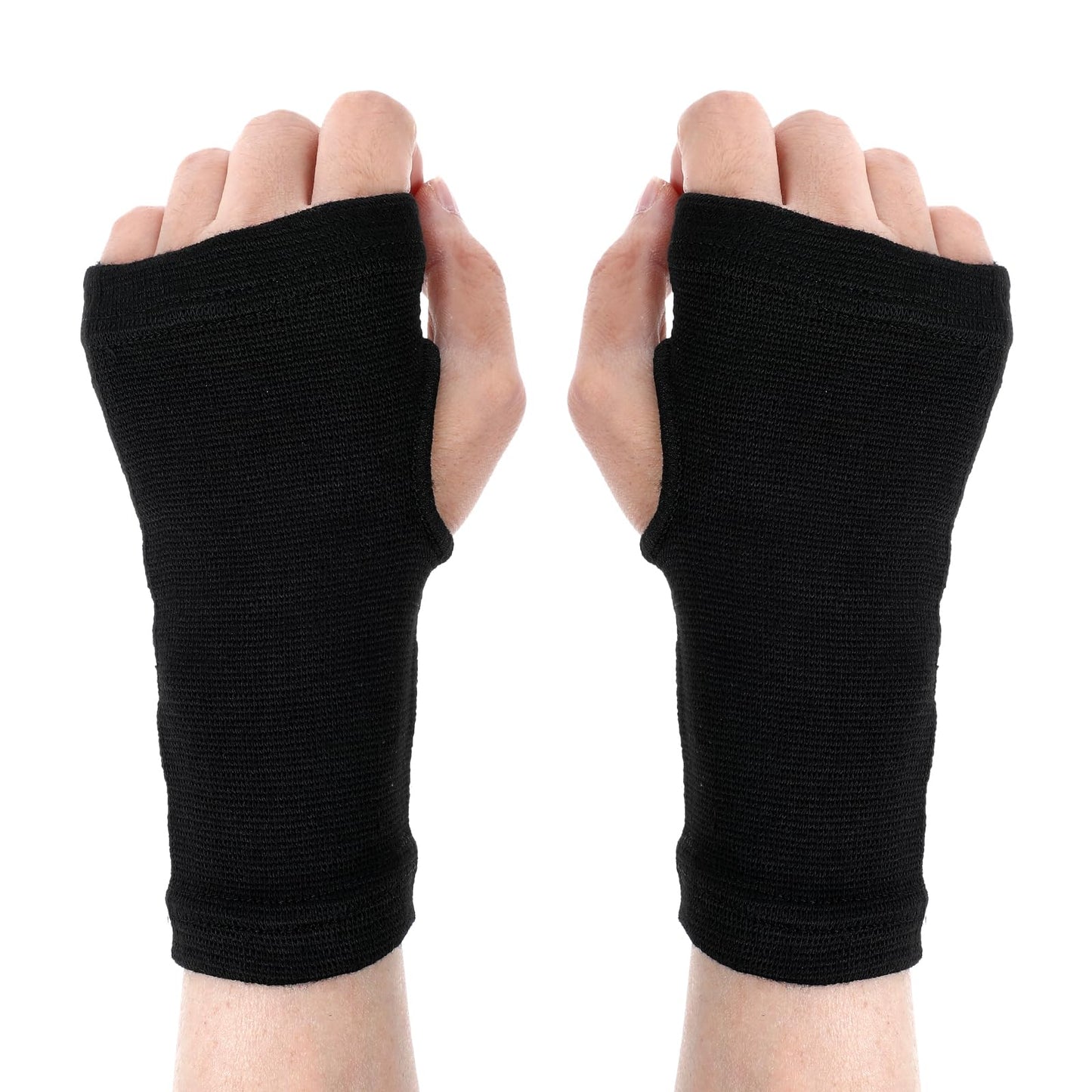 AOZUO 2pairs Palm Brace Wrist Support Sleeves, Elastic Wrist Compression Sleeve Carpal Tunnel Brace Breathable Fingerless Gloves Wrists Strap for Women Men Fitness Sports Cycling, Black