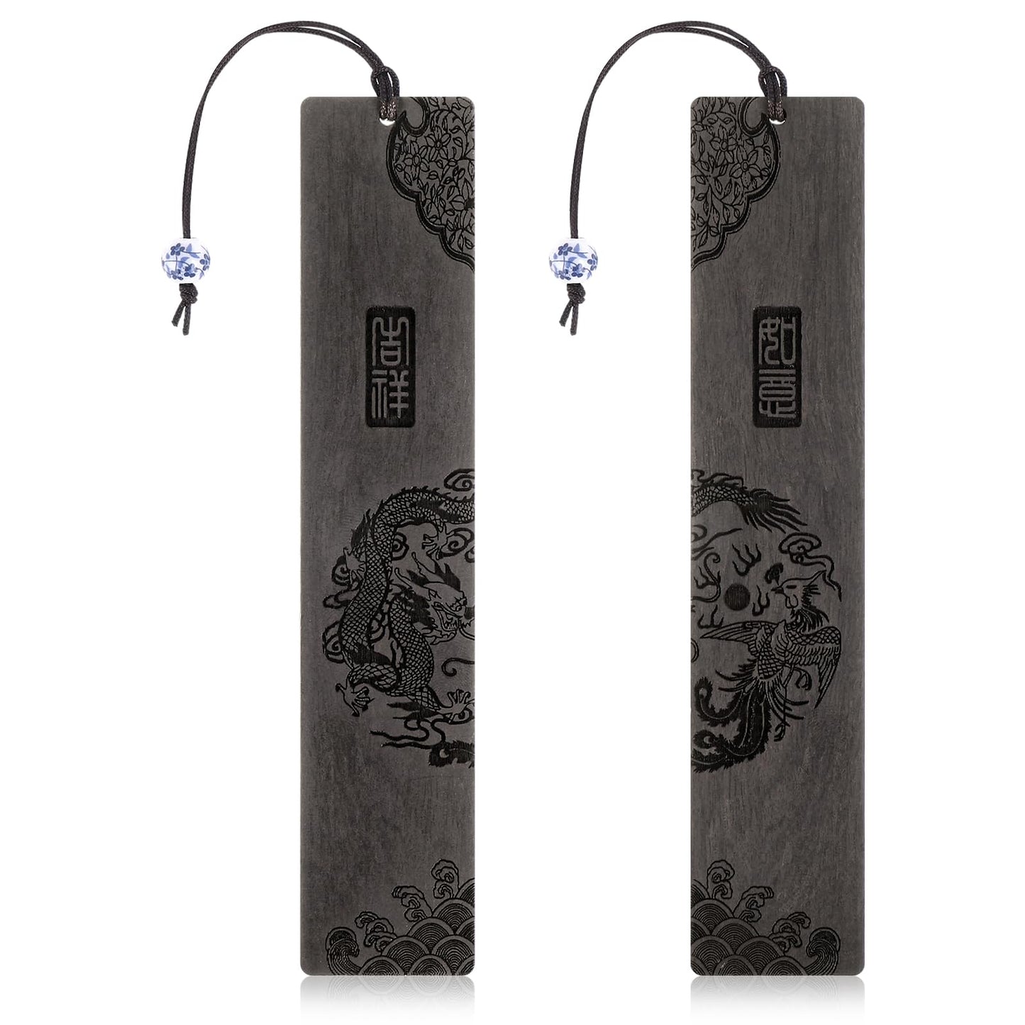 Amaxiu Wooden Bookmarks for Book Lovers, 2 Pack Handmade Wooden Bookmarks Natural Carving Craft Bookmarks Couple Vintage Book Mark for Men Women Readers Teachers(B)