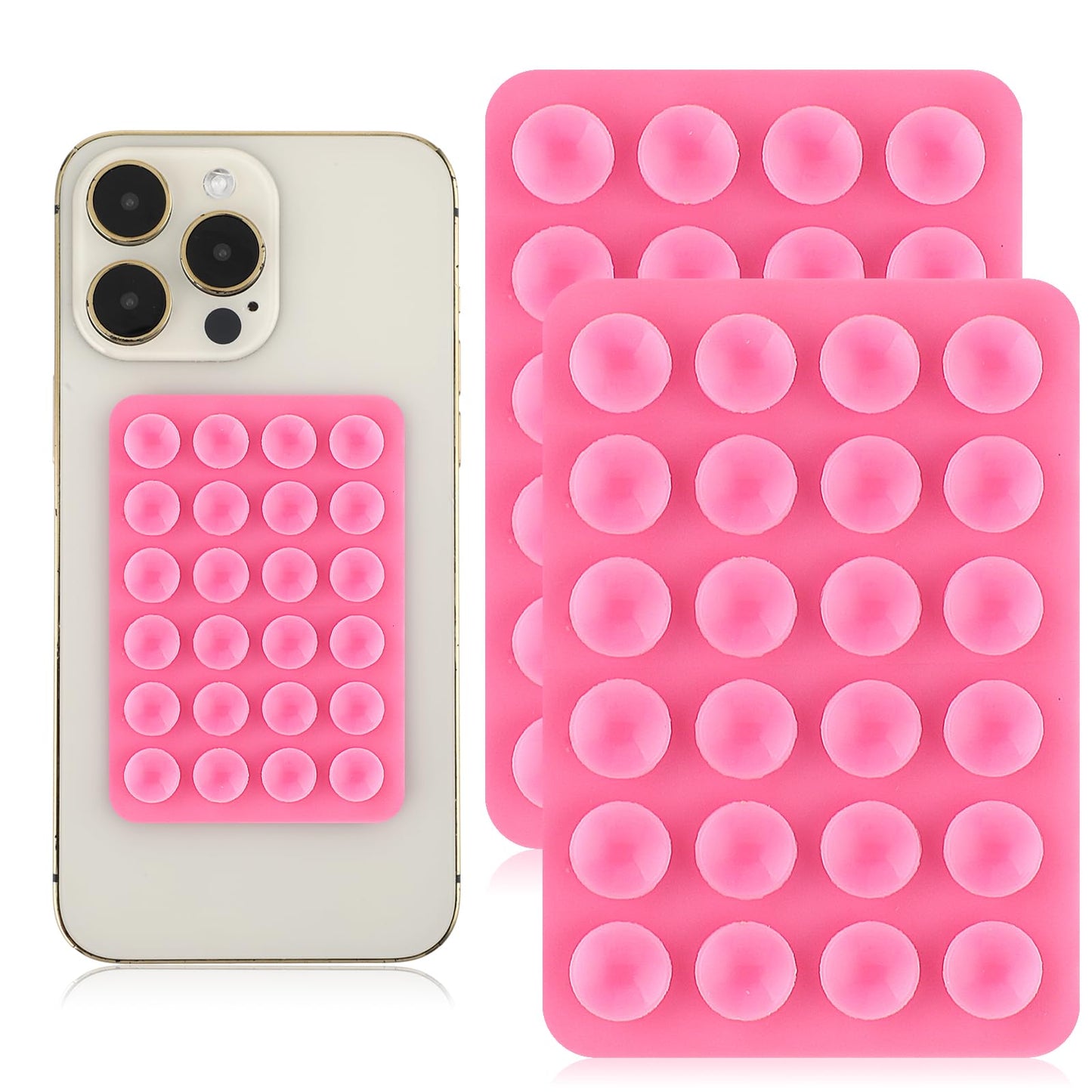 Giantree 2 Pcs Silicone Suction Phone Case Adhesive Mount, Suction Phone Case Mount Anti-Slip Hands-Free Mobile Accessory Phone Accessory Holder (Pink)