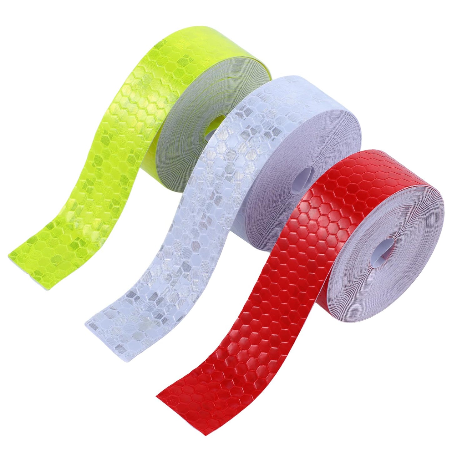 TIESOME 3 Rolls Neon Reflective Tape, 0.8In x 16 Feet Safety Warning Glow in The Dark Tape High Viscosity Waterproof Durable Lasting Color Neon Tapes Outdoor DOT Auto Stickers (Red, Yellow, White)