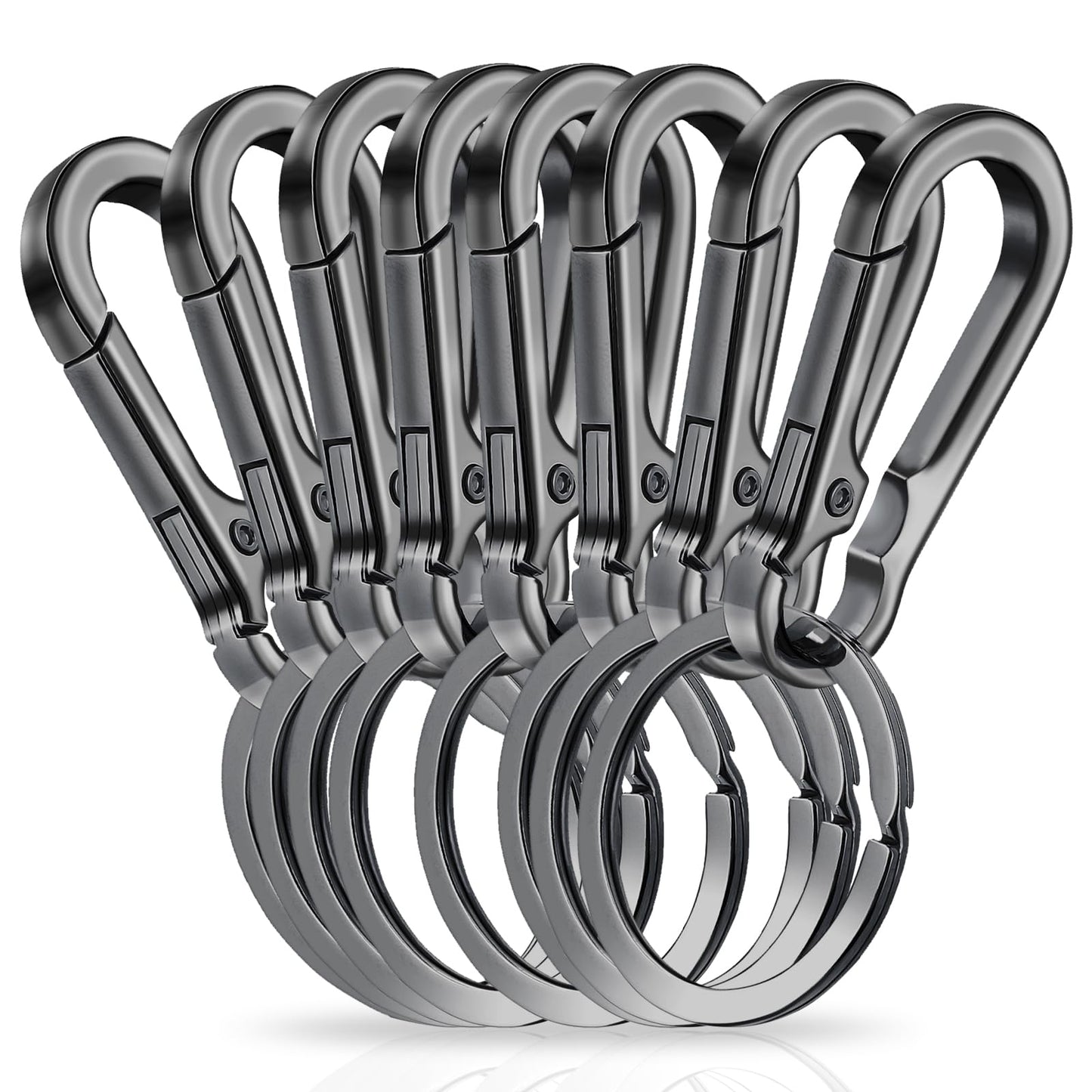 Amaxiu Heavy Duty Carabiner Keychain, Zinc Alloy Key Chain with Keyring Quick Release Metal Key Ring Clips Keyring Holder Organizer Car Key Finder Hook Keys Clip for Men Women (8 Pcs Grey)