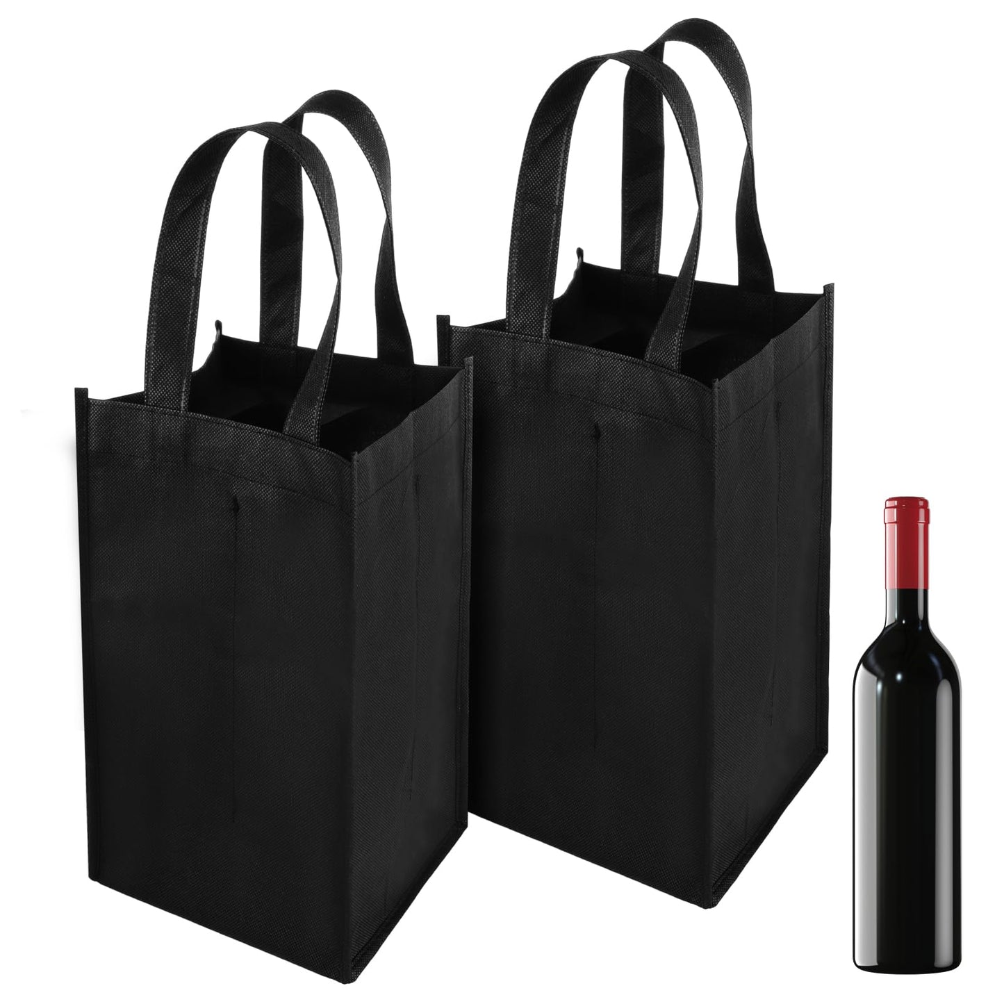 TIESOME 2 Pcs Wine Carrier Tote, 4 Bottle Wine Bags for Travel, Reusable Carrier Wine Bottle Holder Bag Waterproof Wine Gift Bag Portable Grocery Bags with Base Plate & Carry Handle for Camping