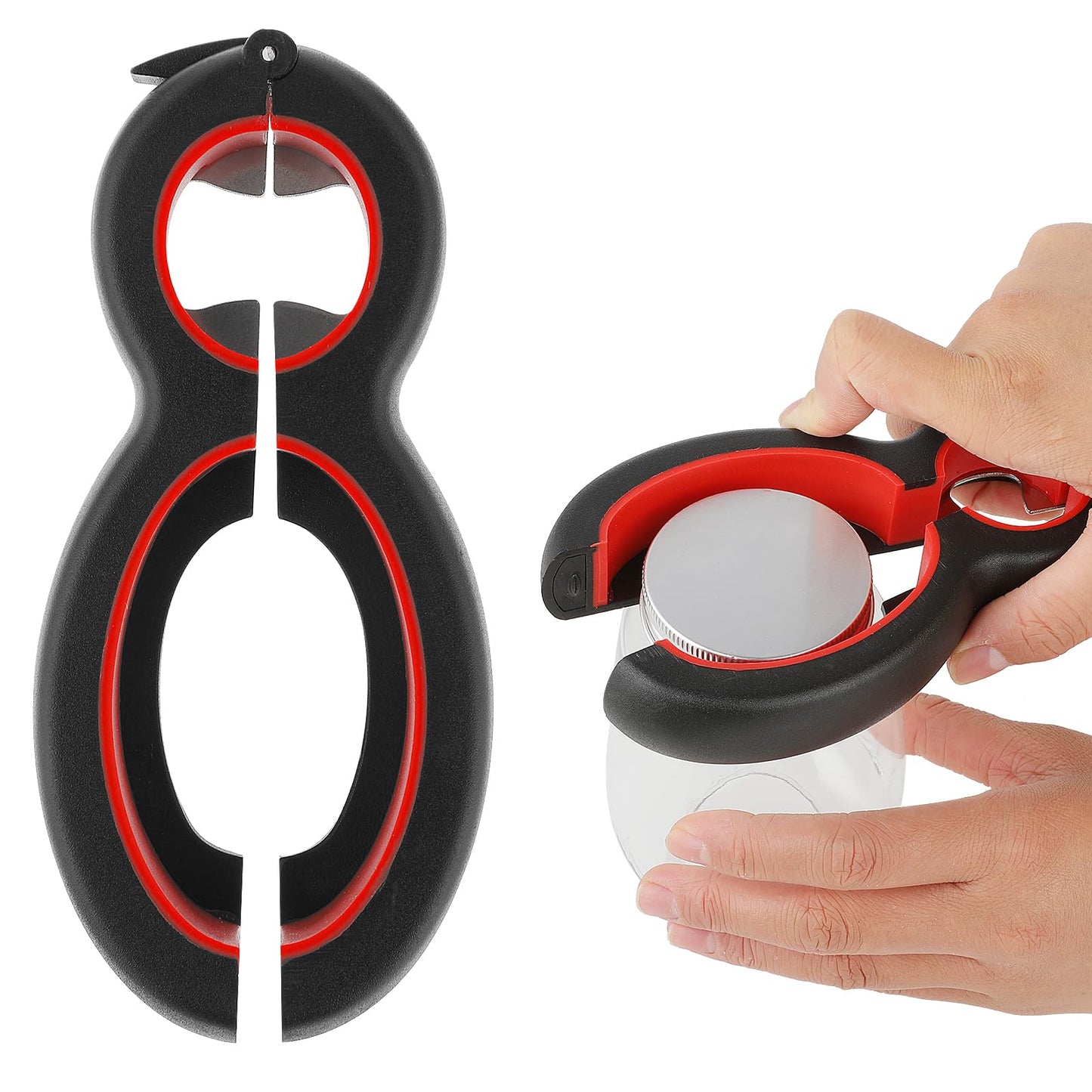 TIESOME 6 in 1 Lid Bottle Opener, Multifunctional Beer Jar Bottle Opener Lid Open Tools Non-Slip Can Opener for Kitchen Cooking Seniors Arthritis Weak Hands Friendly