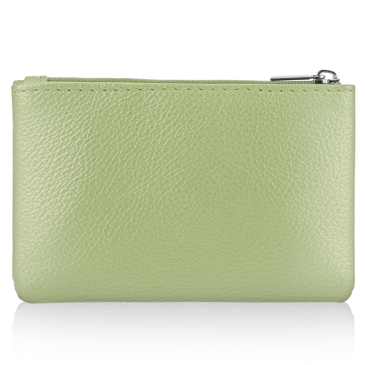 simarro RFID Blocking Coin Purse, PU Lychee Pattern Leather Zipper Coin Purse Portable Change Wallet Mini Coin Pocket Slim RFID Pouch for Men Women Credit Card ID Key Headset Lipstick (Light Green)
