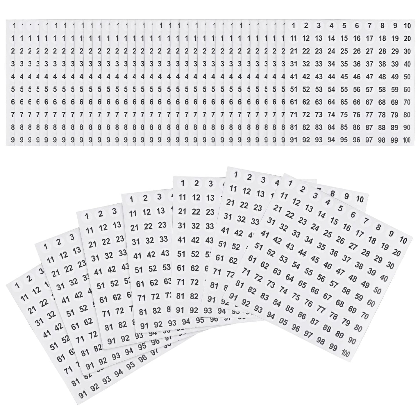 Cobee Number Stickers, 30 Sheets 1 to 100 0.4inch Round Number Self Adhesive Stickers Small Round Labels Vinyl Number Stickers Waterproof Stickers for School Office Home Classroom Storage Organizing
