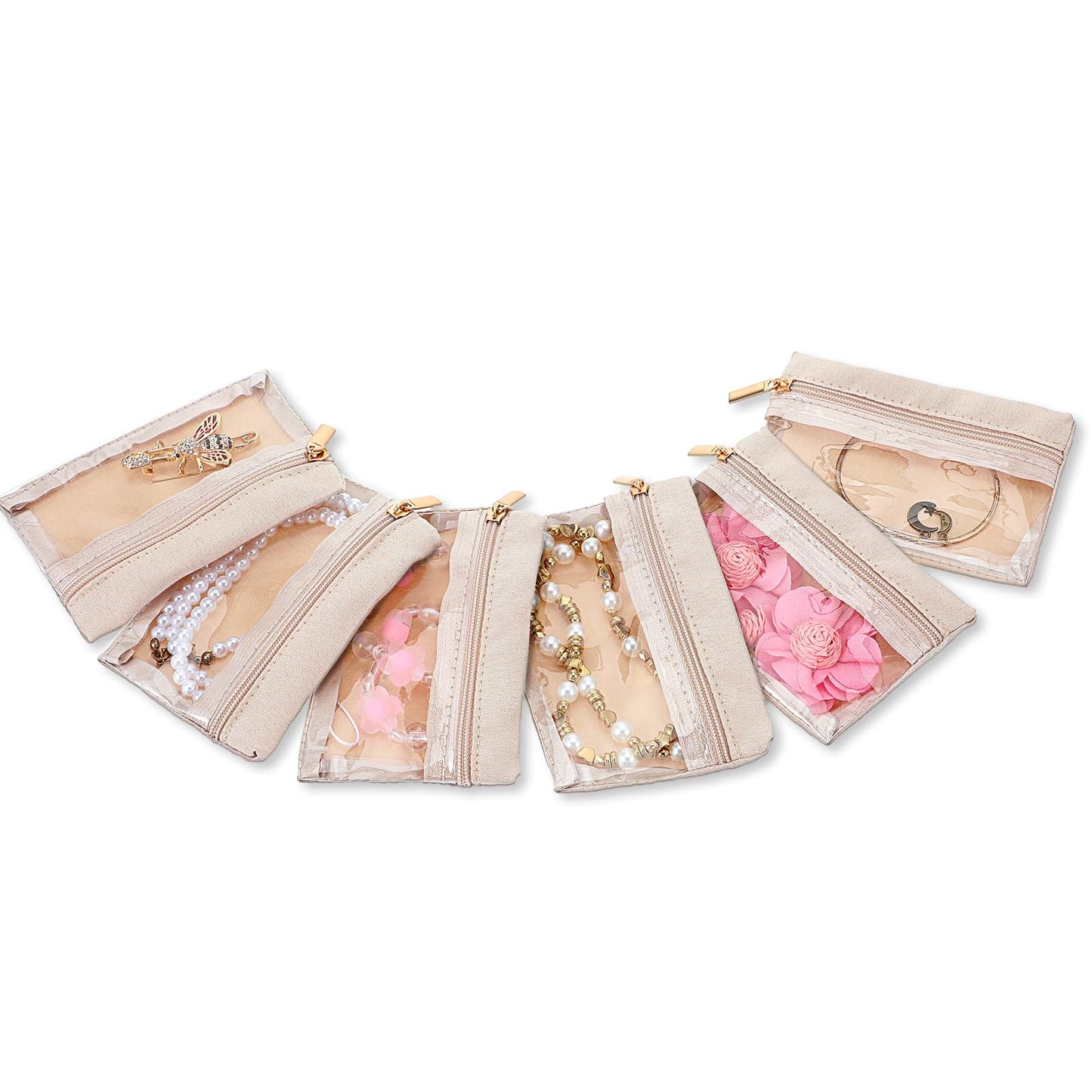 Yuanchu 6Pcs Small Jewelry Bags, Travel Jewelry Organizer Clear Jewelry Bag Portable Traveling Jewelry Bag Jewelry Pouch with Zipper for Women Gifts for Mom