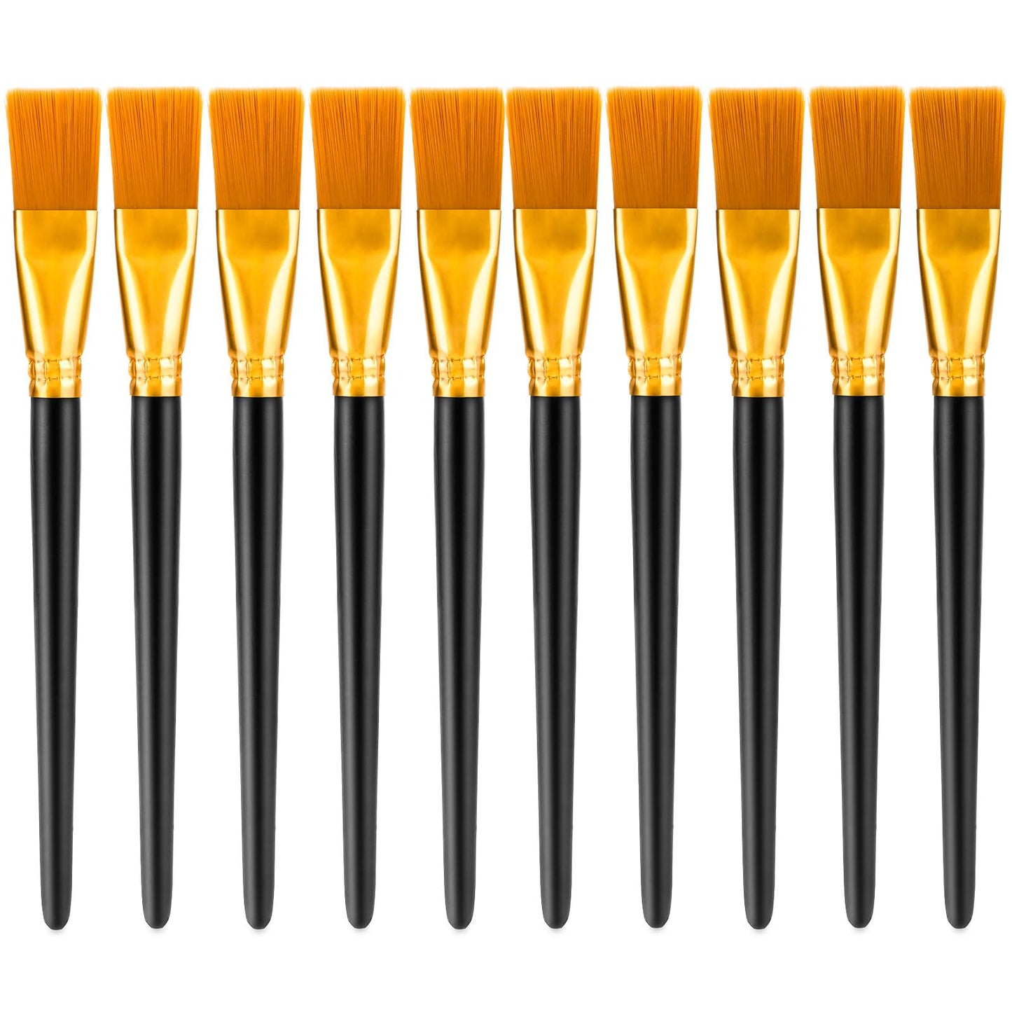 10pcs Flat Brush Set, 1 Inch Wide Nylon Flat Brush Watercolor Brushes Oil Painting Brushes, Professional Brushes for Kids, Art Painters, Students Graffiti, Gouache, Acrylic Painting, Oil Painting