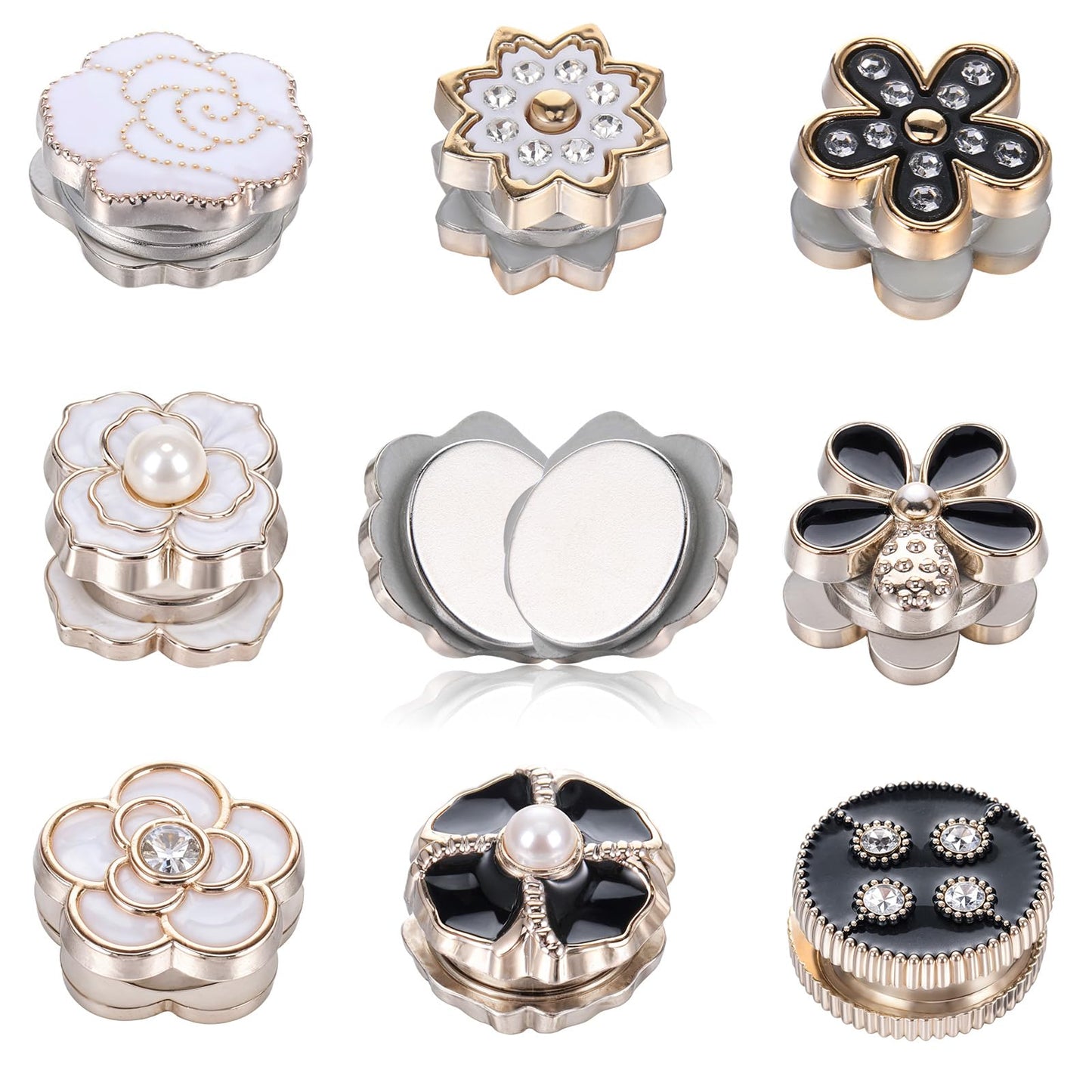AOZUO 8 Pairs Hijab Pins, Hijab Buttons Pinless Hat Pin Boutonniere Small Brooch Scarf Dress Clip Button Clasp for Women Scarves Clothes Multi Purpose Use