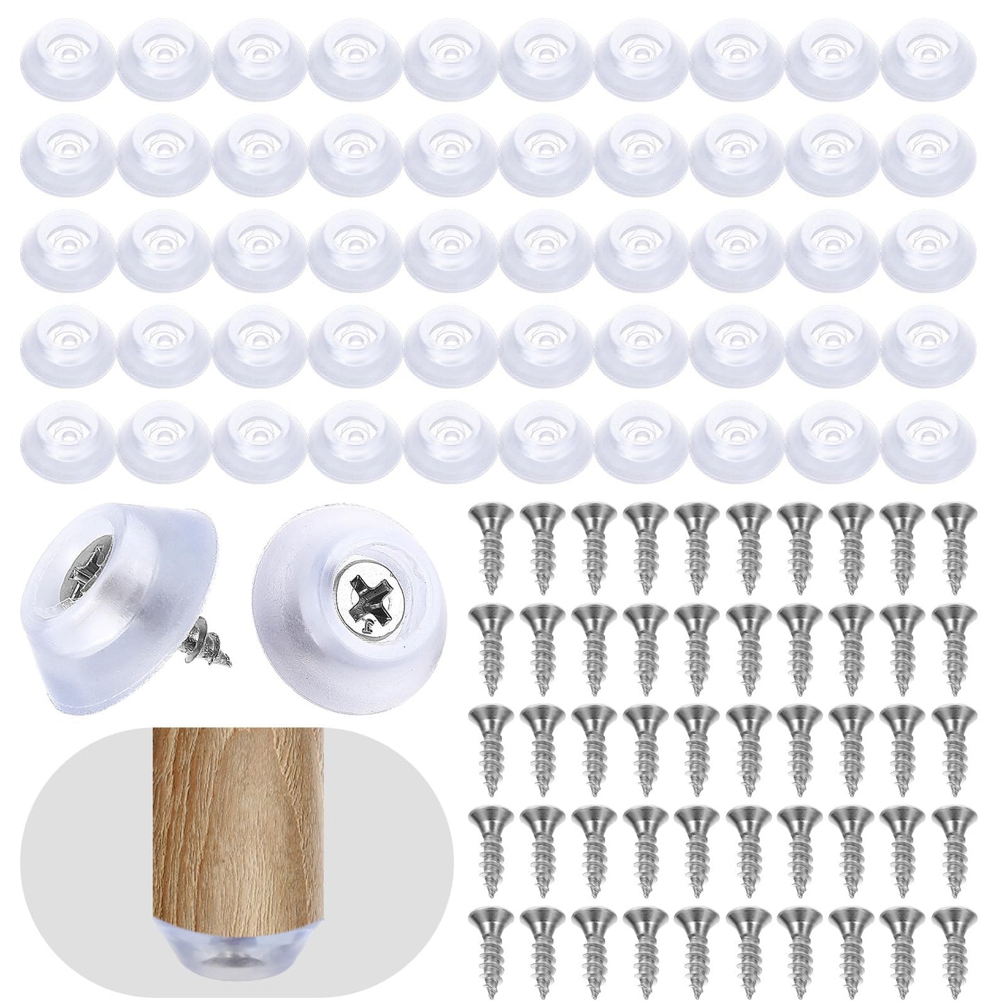 GEEHUA Clear Rubber Feet for Cutting Board, Round Non-Slip Cutting Board Feet Bumpers Pads with Stainless Steel Screws Small Anti-Slip Legs Pad for Chopping Furniture Electronics Kitchen Appliances