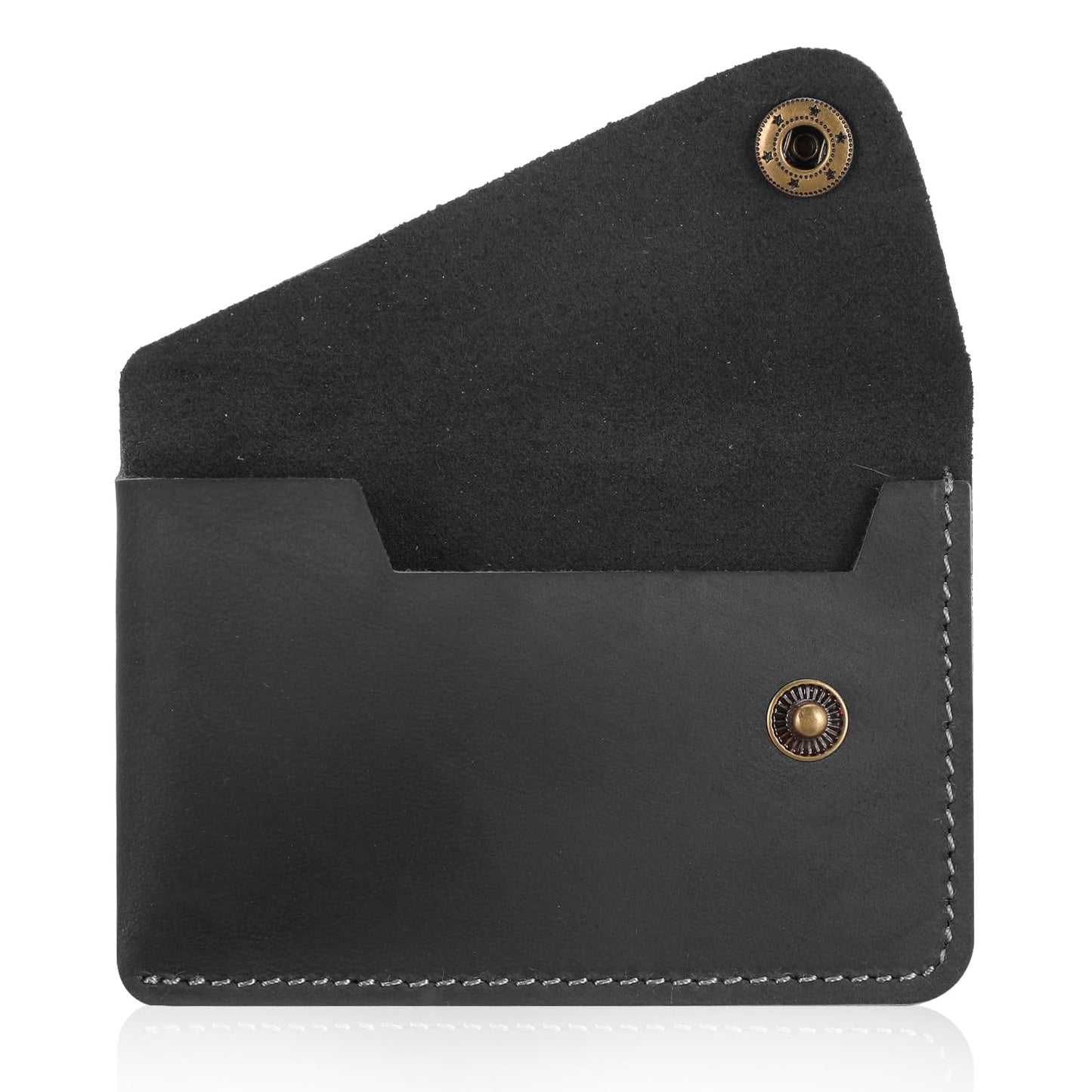 Yuanchu Business Card Case Flip Style, Cowhide Leather Card Holder, Vintage Credit Card Holder, Slim Credit Card Holder, Flat Wallet, Business Name Card Holder, Wallet for Men and Women (Green),