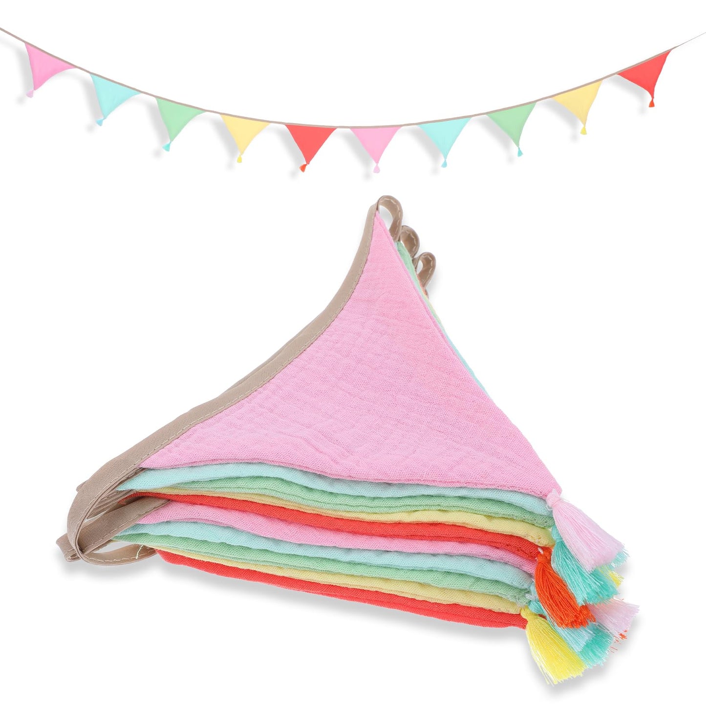 Yuanchu Bunting Children's Room Tassel, 260 x 15 cm, Hanging on Both Sides, Fabric House Bed Decoration, Wall Decoration, Muslin, Long Garland, Children's Bed, Girls, Gift, Boys, Outdoor (Fresh