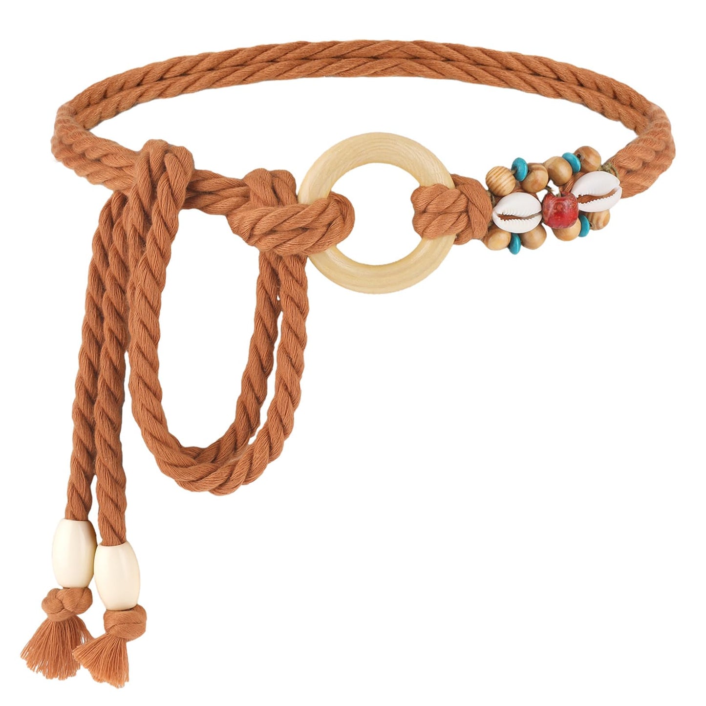 simarro Braided Thin Belt for Women, Trendy Boho Hemp Rope Belt Dresses Braided Waistband Woven Chain Belt Rope Belt for Skirt Dress Jeans Coat(Brown)