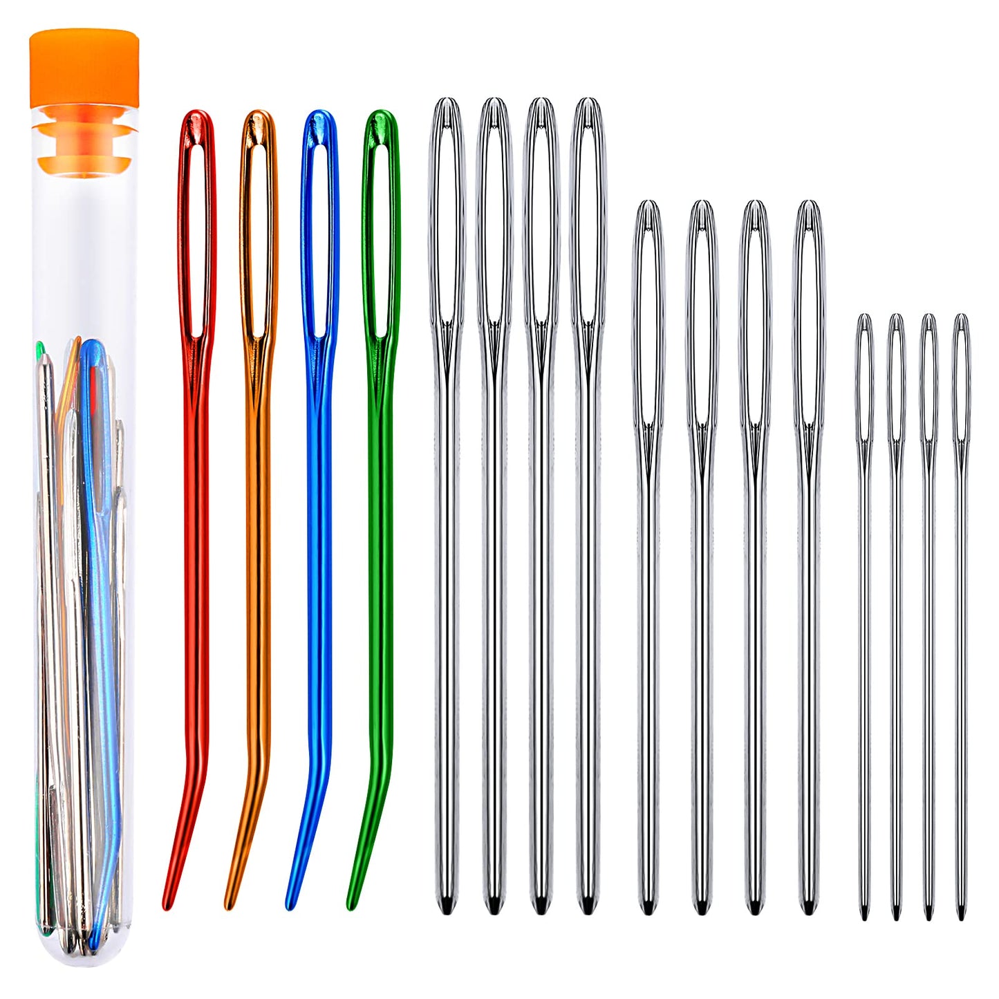 TIESOME16pcs Large-Eye Needle Set, Stainless Steel Darning Needle Yarn Knitting Needles Sewing Needles Wool Needle Hand Knitting Needles Sewing Knitting Needles for Crochet Projects