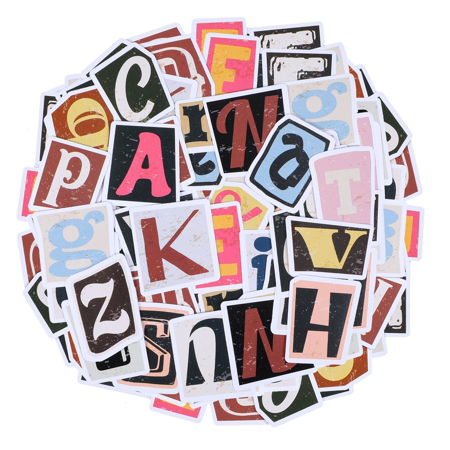 Yuanchu Pack of 156 Vintage Letter Stickers, Self-Adhesive, Waterproof, Retro Letter Stickers, Scrapbook Stickers for Suitcases, Signs, Mailboxes, Travel Bag, Laptop, Scrapbooking