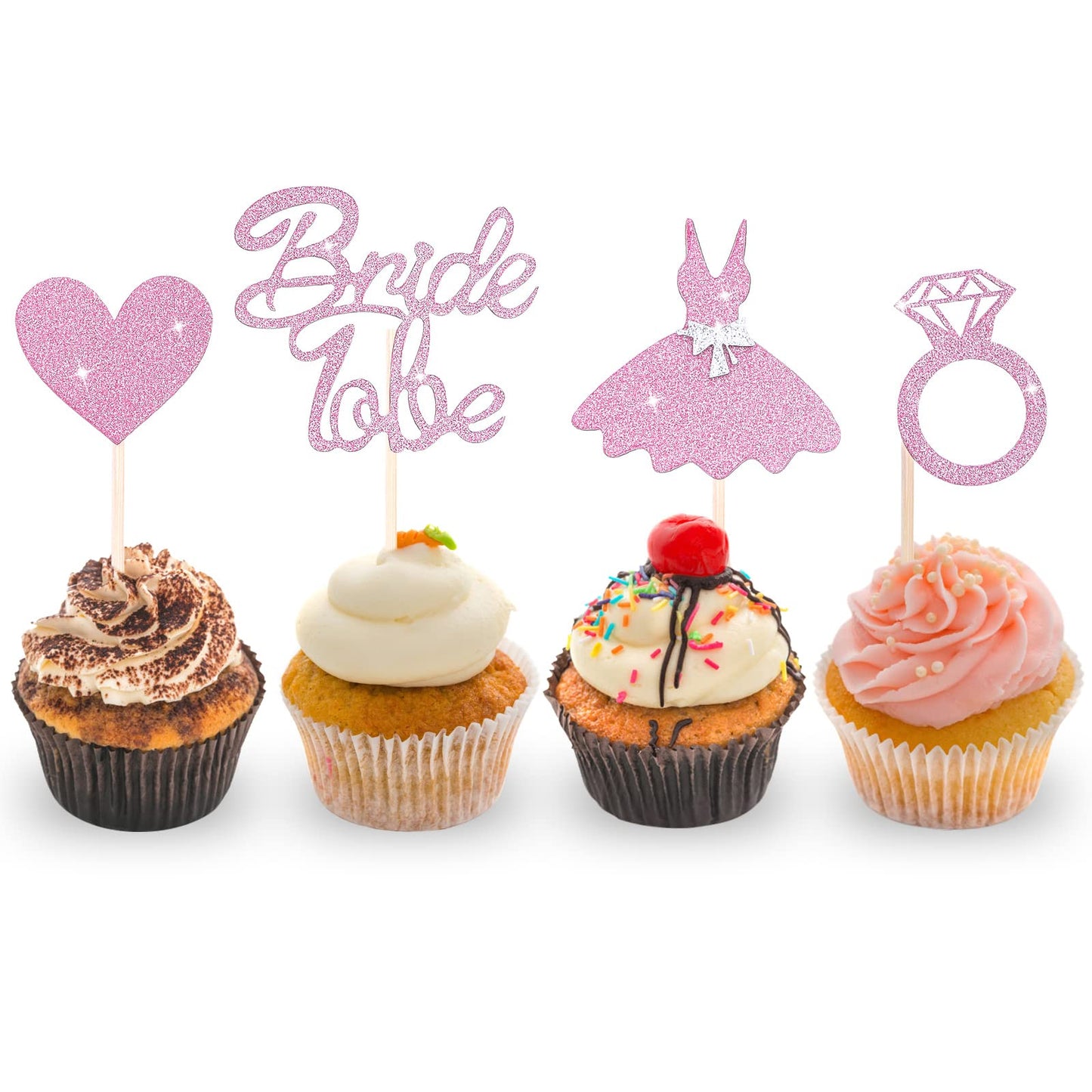 TIESOME 24Packs Bride be Cupcake Toppers, Wedding Love Diamond Cupcake Topper for Cake Decorations for Wedding Engagement Bachelorette Party Birthday Supplies