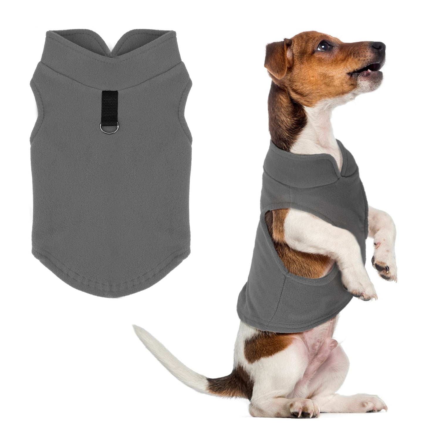 TIESOME Polar Fleece Winter Clothes Pet Vest, Dog Sweater with Leash Ring Warm Pullover Dog Jacket for Winter Dog Sweater Coat Cold Weather pet Clothes Indoor Outdoor Use (Grey L)