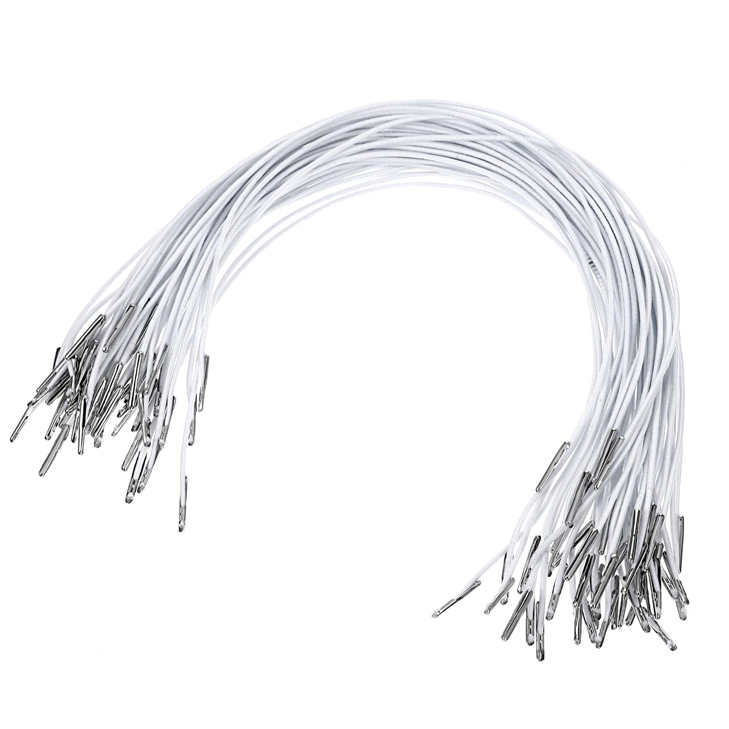 XLIUAX Pack of 50 Hat Rubber, Elastic Cord, Barb Cord, Elastic Cords with Metal Spikes, Closure Extension Strap for Book Binding, DIY Party Hat, Menus Halloween and Christmas (White)