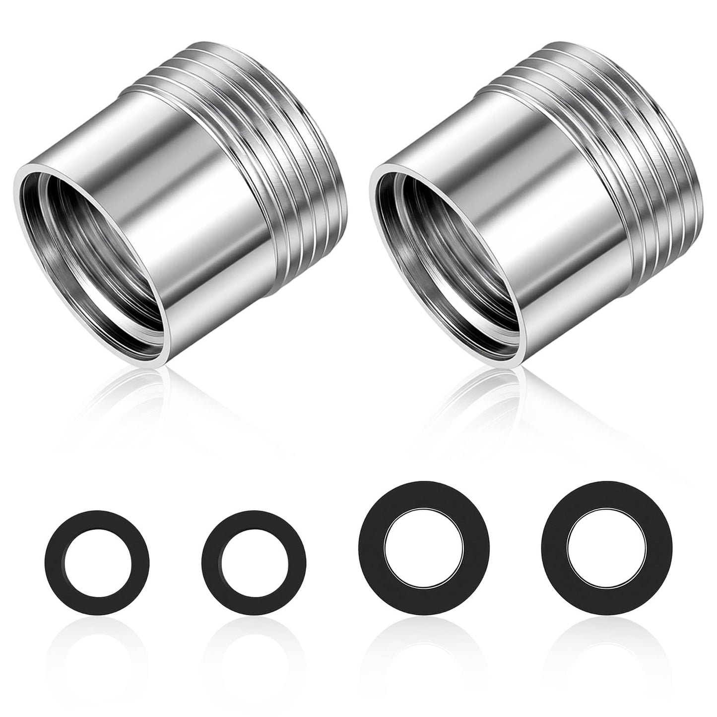 WJIAAA Reducer 3/4 to 1/2 inch, 2 pieces adaptor, 3/4 to 1/2 inch, stainless steel thread fitting for garden hose, water connection, washing machine, durable, rustproof