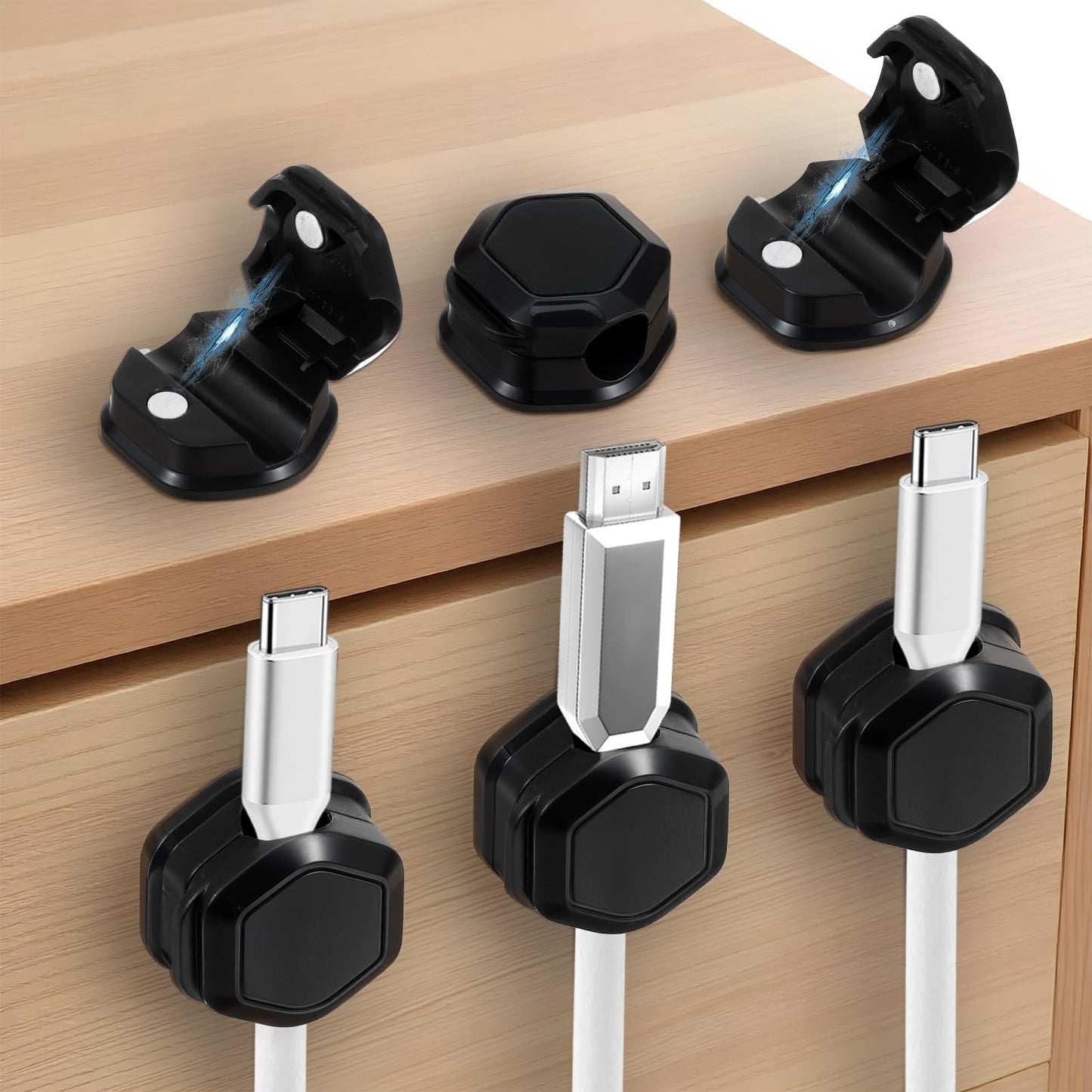 Yuanchu 12 Pack Magnetic Cable Clips, Magnetic Cord Holder Adhesive Magnetic Cord Clips for Under Desk Cable Management Magnetic Cord Organizer for Home Office Desk Phone Car Wall Nightstand(12)