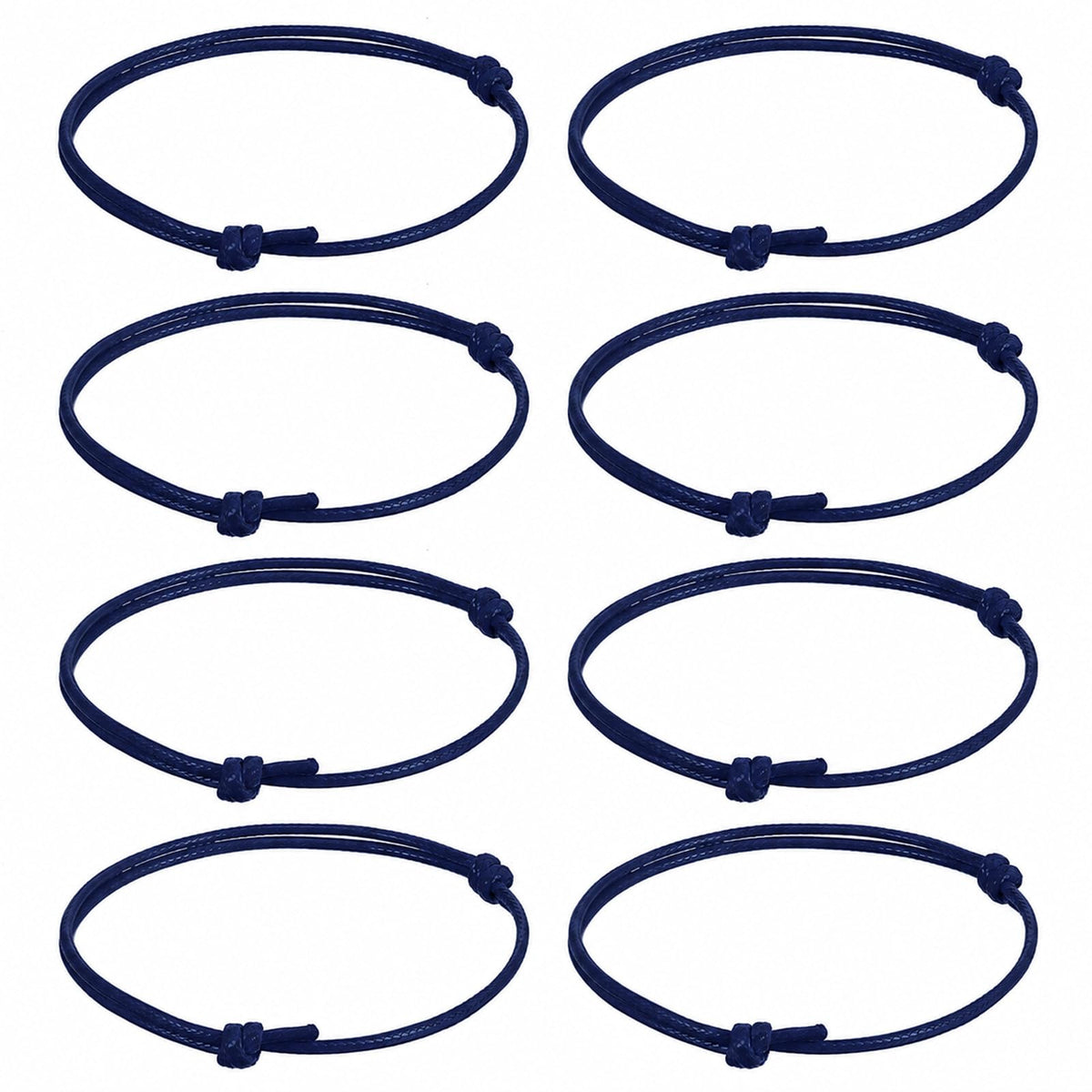 AOZUO Pack of 8 Waxed Cotton Bracelets for Men (4 Dark Blue)