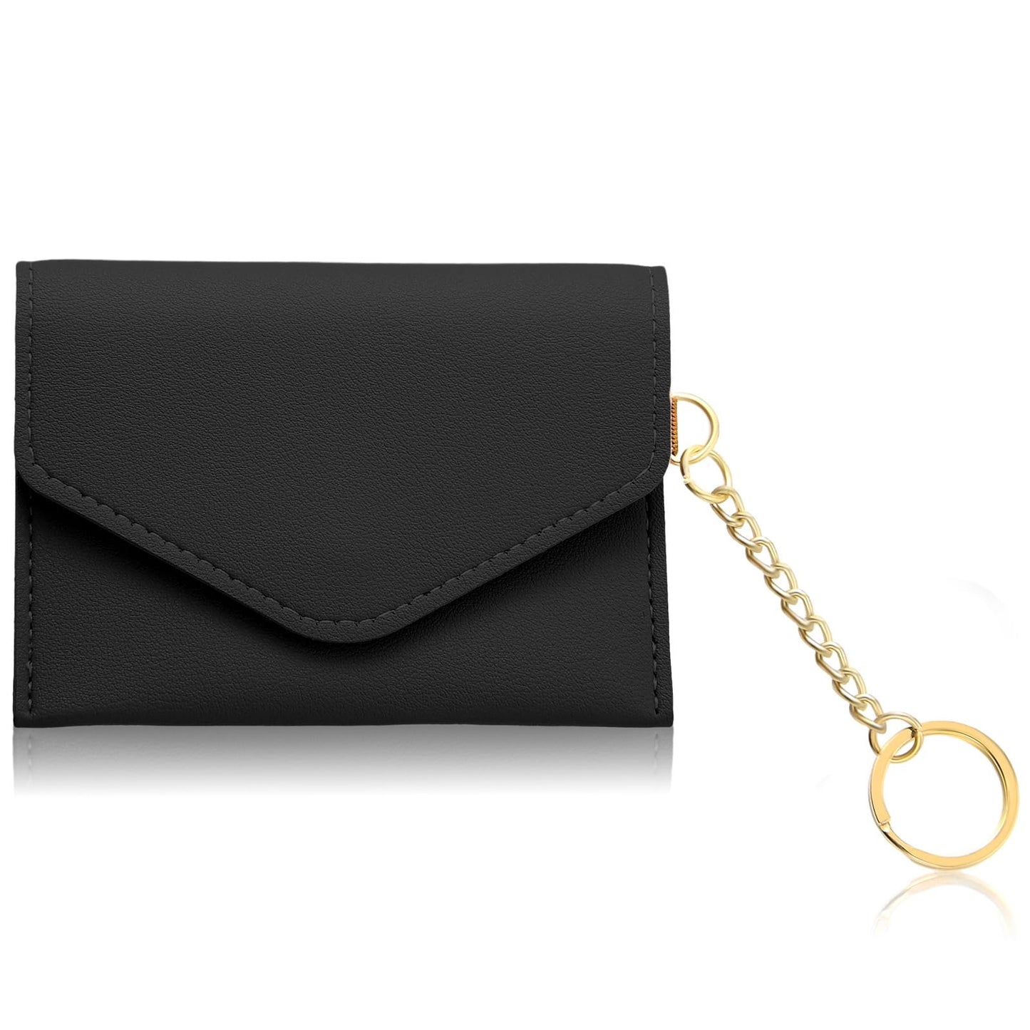 Amabro Small Coin Purse, Leather Change Purse Portable Zipper Keychain Wallet Mini Coin Purse Organizer Pouch Card Case for Women Credit Card ID Key(Black)