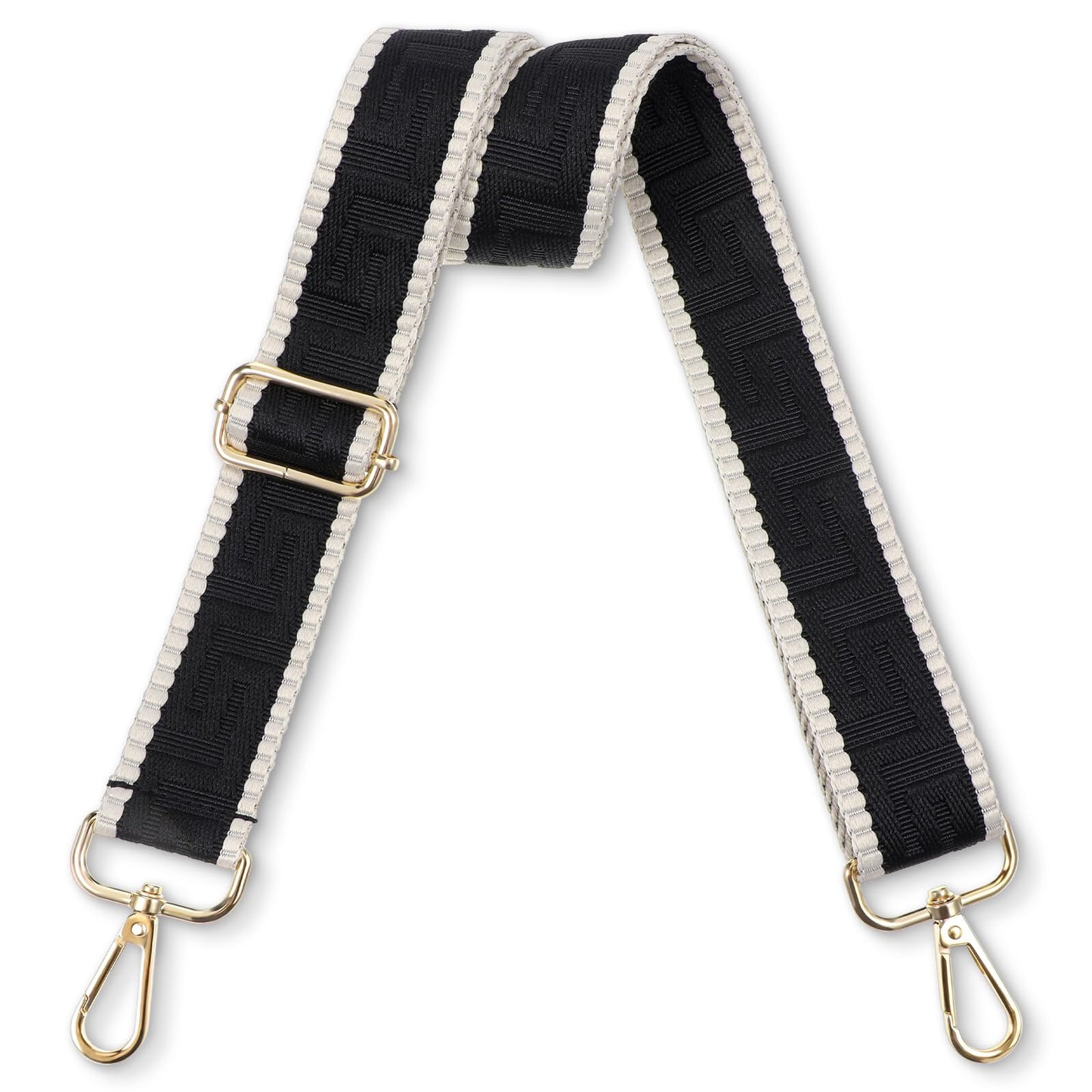 AOZUO Bag Strap, Black, 3.9 cm/1.5 inch Wide Shoulder Strap, Adjustable 61-118 cm, Bag Strap with 360° Rotating Head, Replacement Strap for Shoulder Bags
