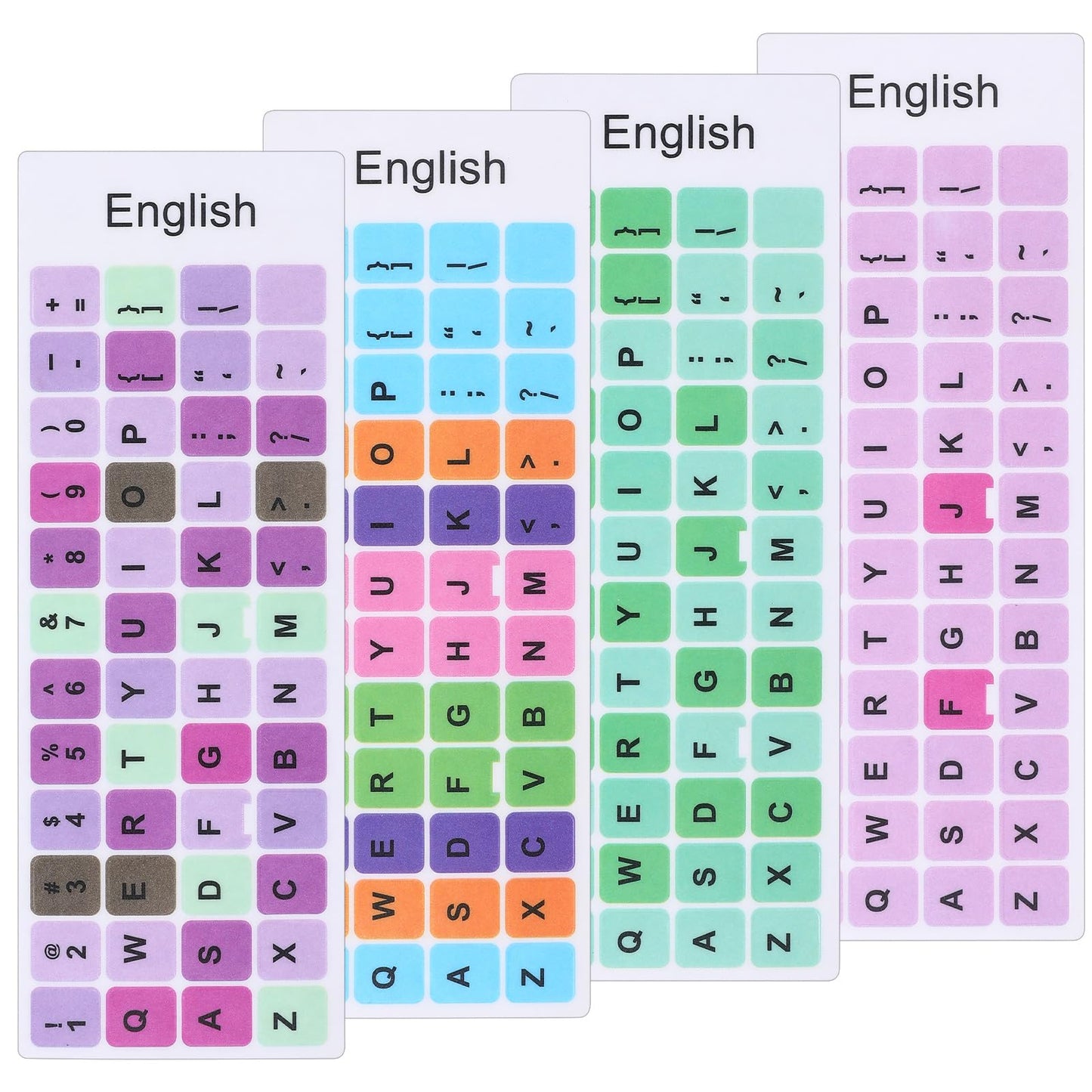 Yuanchu 8PCS English Keyboard Replacement Letter Stickers Colorful Universal English Computer Keyboard Replacement Stickers Matte English Keyboard Alphabet Sticker for PC Computer Laptop Desktop