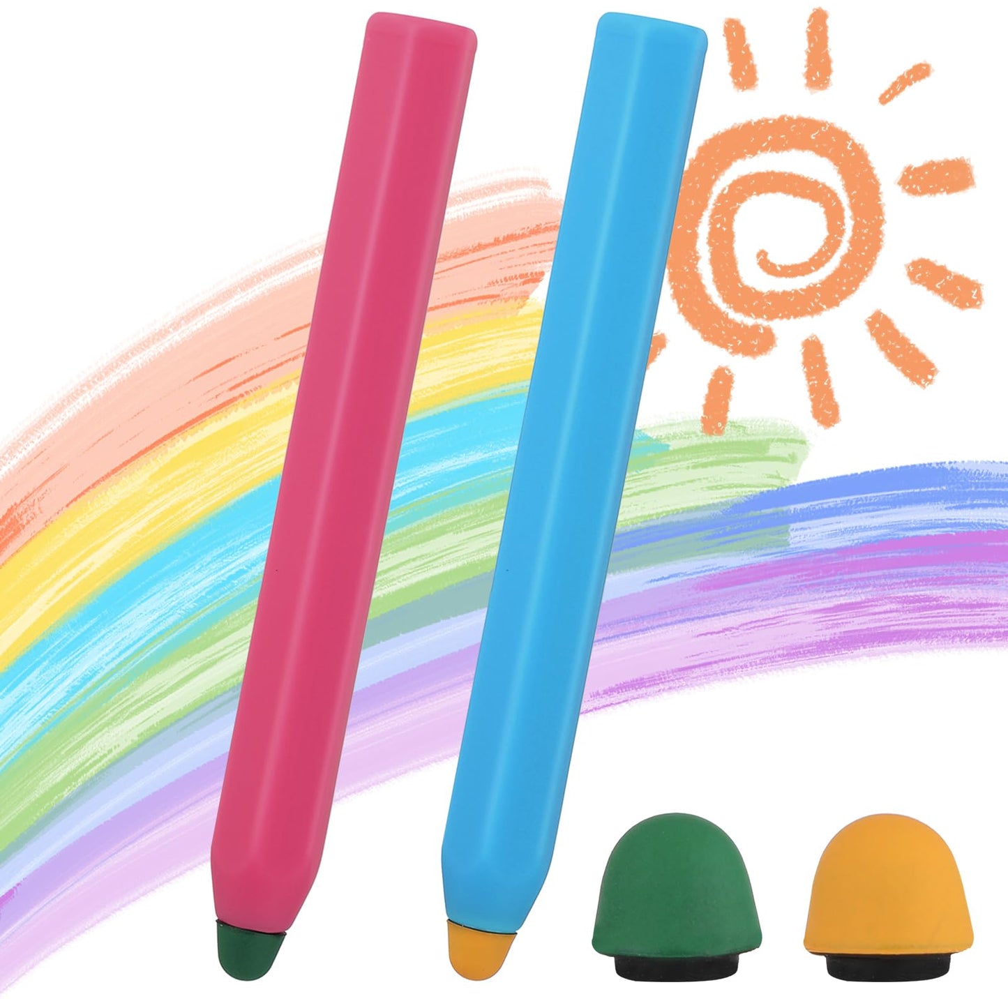 Giantree 2 Pcs Kid-Friendly Stylus Pens for Touch Screens with 2 Replacement Tips, Stylus Pens for Kids Tablet Stylus Pen Anti-slip Easy Grip Universal Capacitive Stylus Durable Safe Silicone Stylus