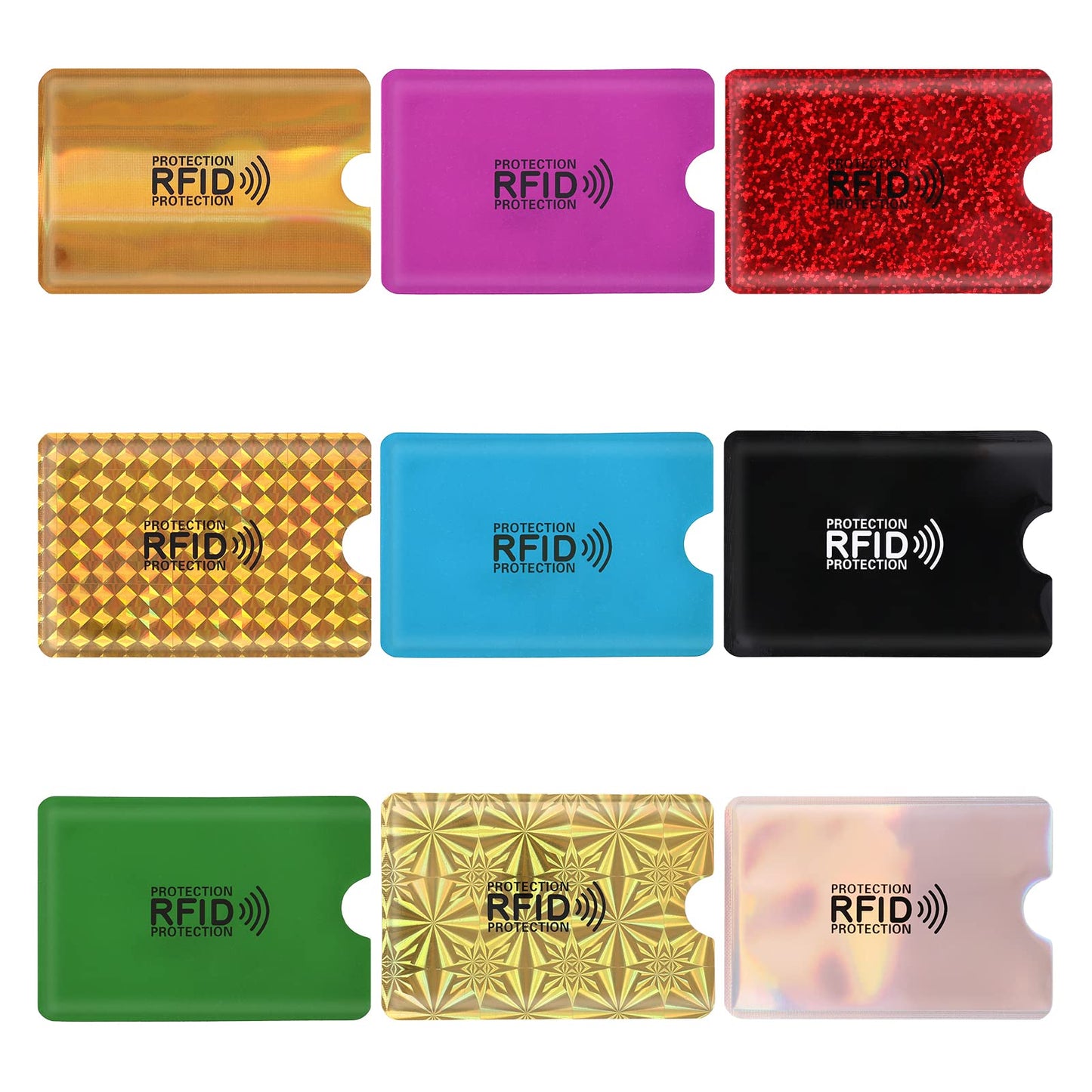 cobee Colorful RFID Blocking Credit Card Sleeves, 9 Pieces RFID Card Holders Credit Card Protectors Secure Card Sleeves Identity Card Protector for Women Men