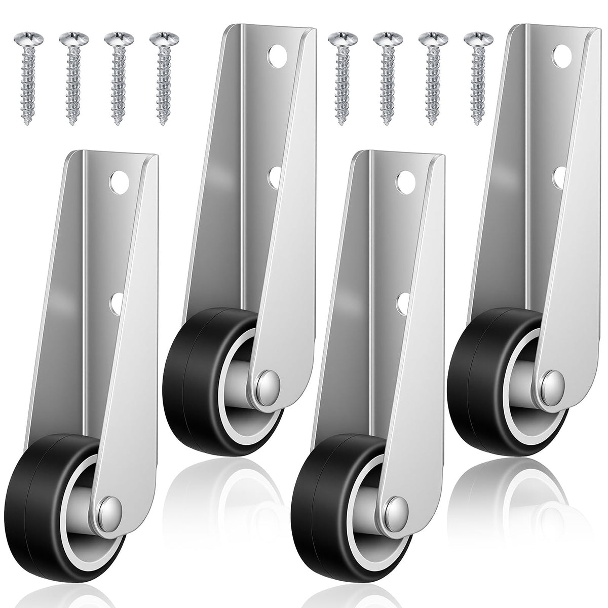 WJIAAA Pack of 4 Rubber Castors, 40 x 68 x 17 mm Rubber Gate Wheel Gate