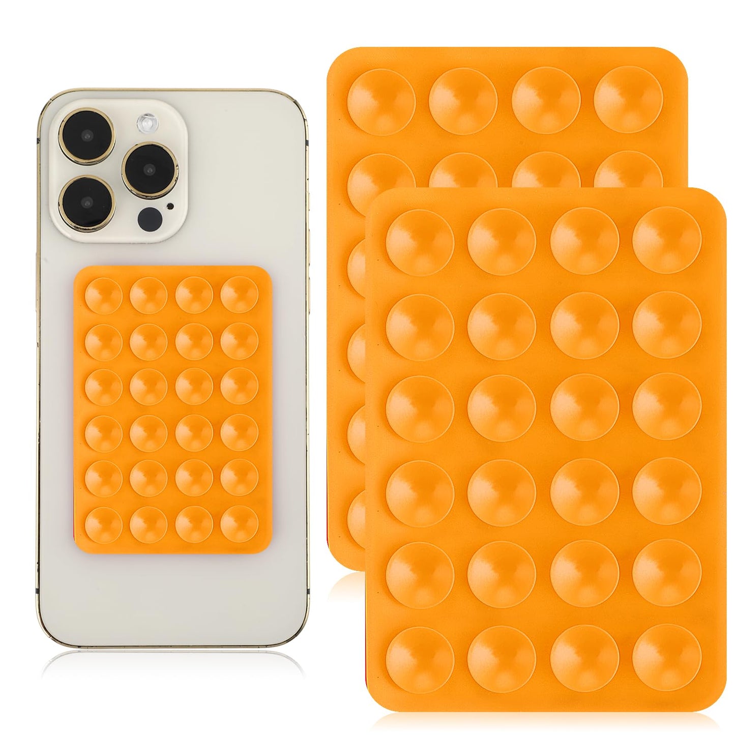 Giantree 2 Pcs Silicone Suction Phone Case Adhesive Mount, Suction Phone Case Mount Anti-Slip Hands-Free Mobile Accessory Phone Accessory Holder (Orange)