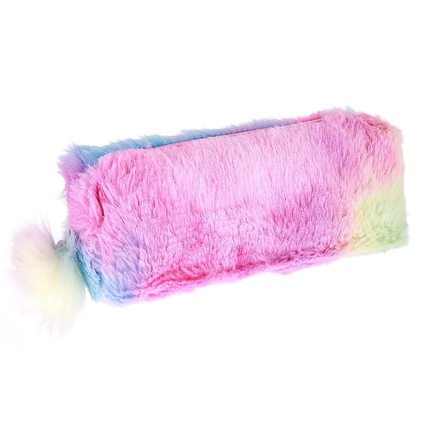 cobee Rainbow Pen Pencil Case, Cute Furry Pen Bag Plush Fluffy Pencil Pouch Soft Pencil Holder Zipper Stationery Bag Portable Cosmetic Bag Makeup Organizer School Supplies(Gradient Green)