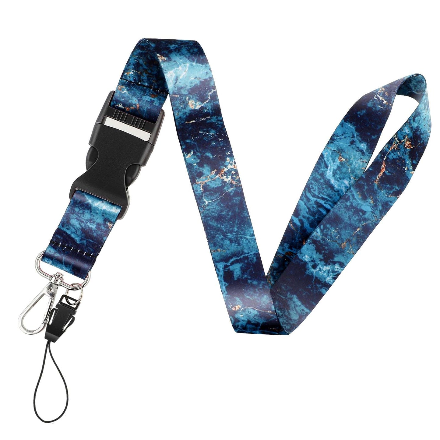 cobee Detachable Neck Lanyard Keychain Lanyard (Blue Gold Marble)