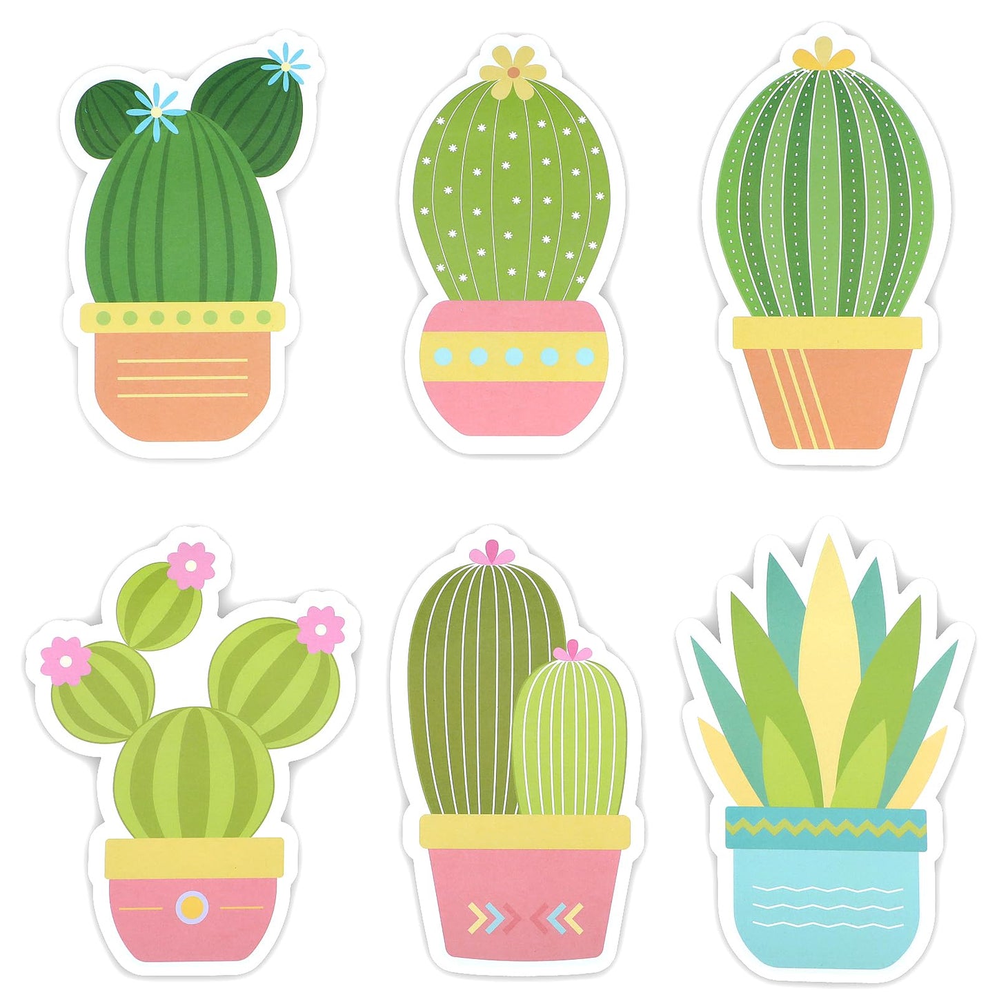 TIESOME Cute Cactus Sticky Notes, 6 Pack Succulent Plants Self Stick Notepads Large Sticky Memo Pad Markers Flags for Teacher Students Stationery Gift Supplies
