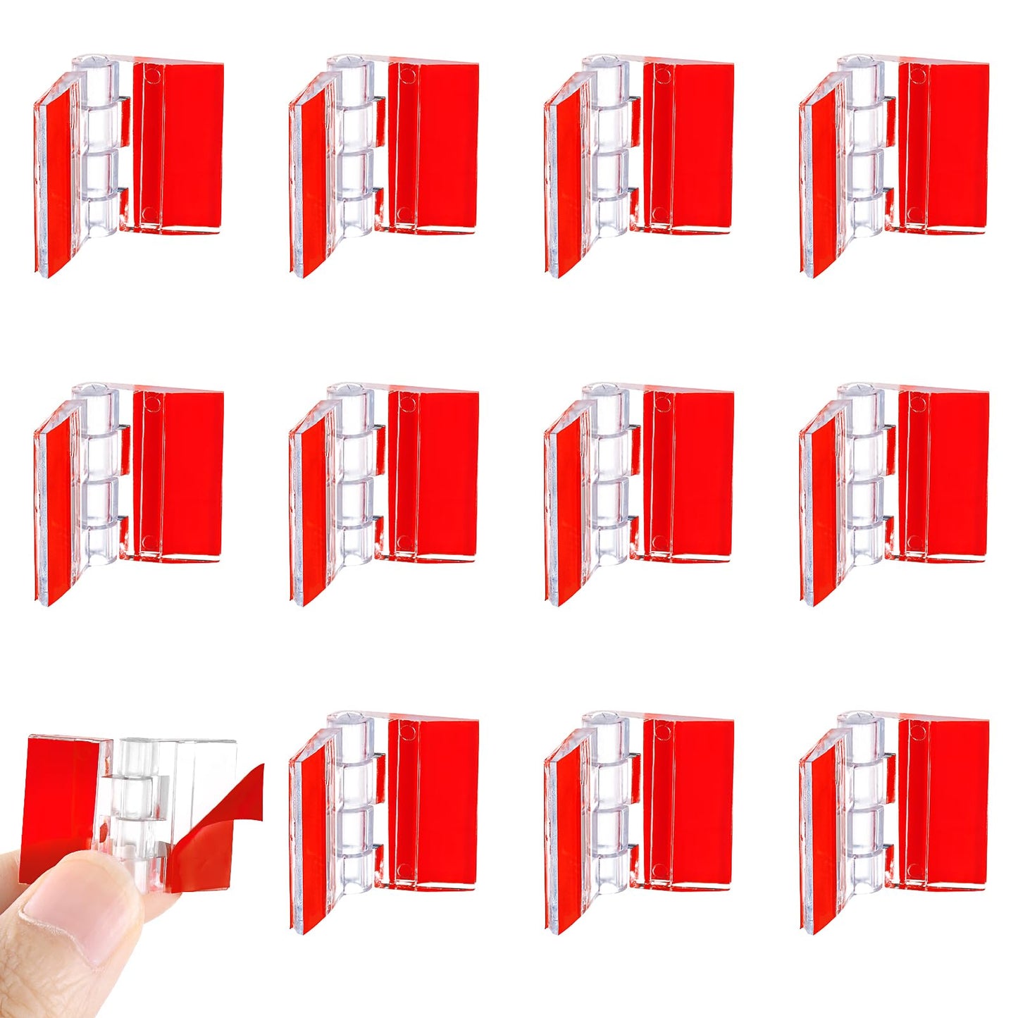 Amabro 12pcs Acrylic Small Hinges, Self Adhesive Folding Hinges Plastic Clear Piano Hinge Mini Transparent Hinge Tools for Glass Crafts Aquarium Lid Cabinet Furniture Display Stand(30 x 35 mm)