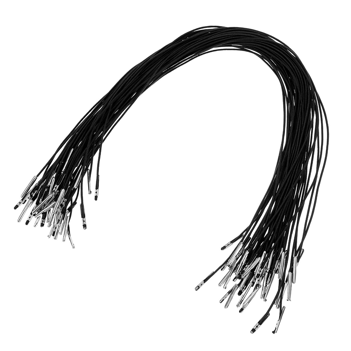 XLIUAX 50 Pack Elastic Cord Soft Stretchy Masks, Barbed Cord Stretchy with Metal Ties for Binding, Binding, DIY, Hat, Menus (Black)