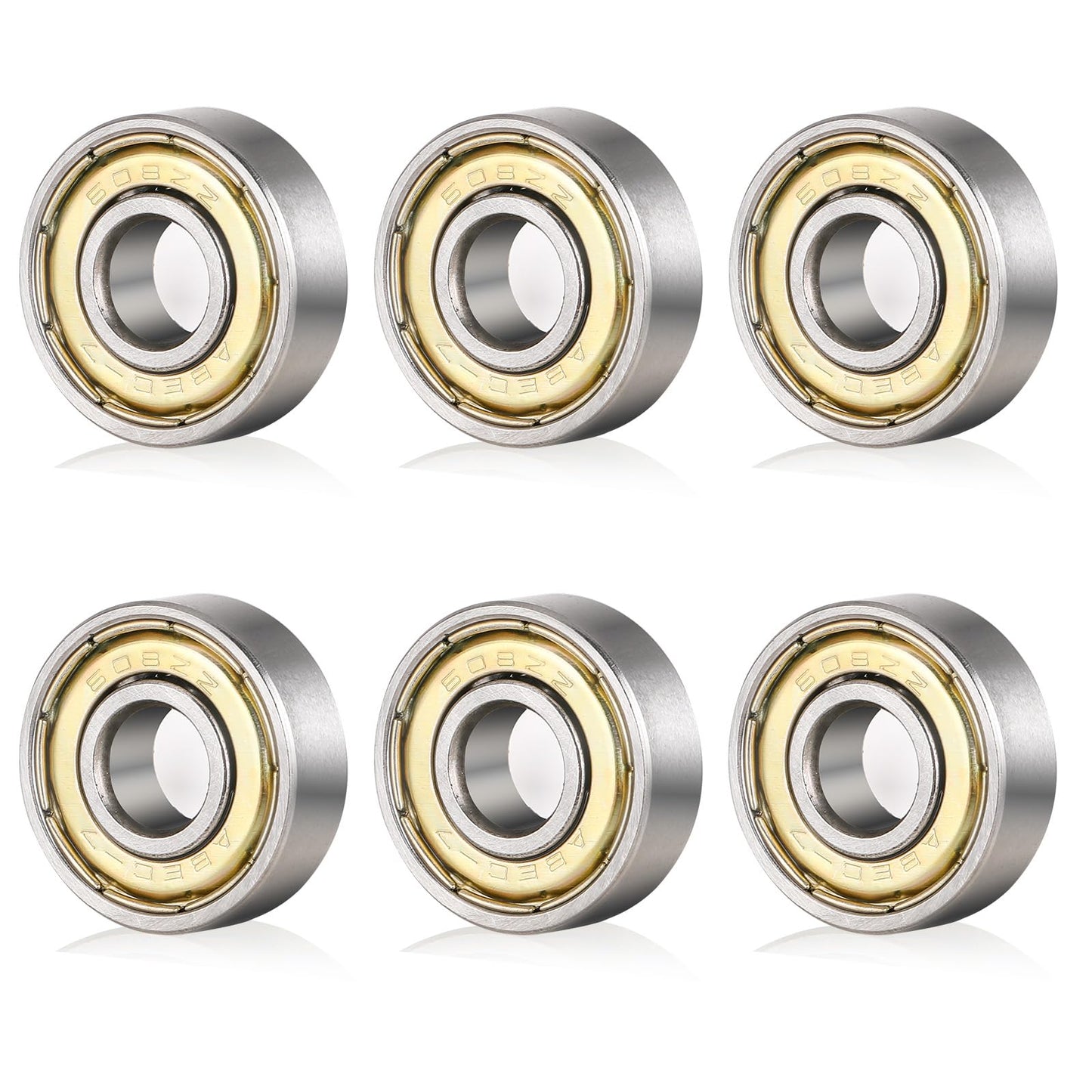 cobee 608 RS Ball Bearings Skateboard Bearings,6 Pcs Double Rubber Sealed Shielded Miniature Deep Groove, 608 Bearings for Skateboards Inline Skates Scooters(608 ZZ)