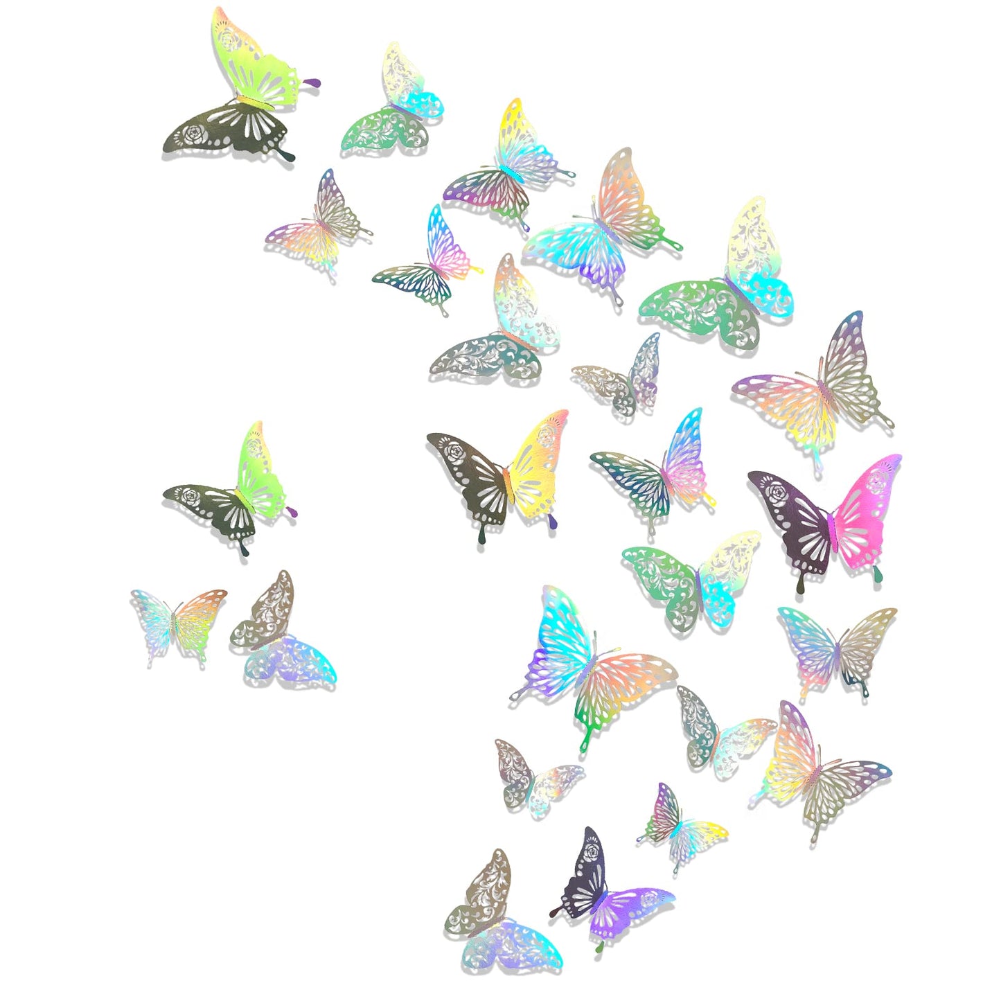 cobee 3D Glitter Wall Stickers, 36pcs Butterfly Wall Stickers Bling Openwork Butterfly Wall Decals Art DIY Craft Butterfly Sticker Decal for Home Baby Room Party Wedding TV Backdrop Wall(3 Sizes)