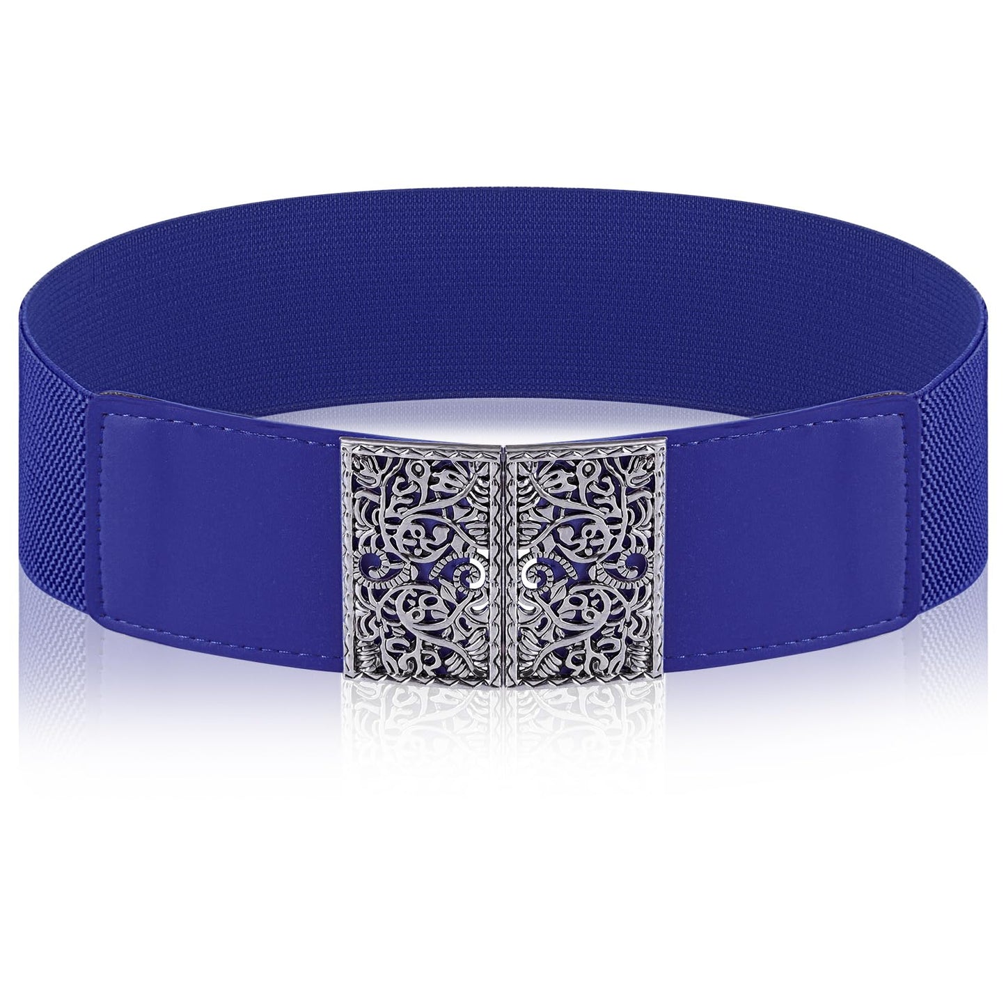 Jeffdad Adjustable Elastic Belt for Women, Women's Stretchy Belt, Wide Elastic Waist Belts for Pants Jeans Dresses(Blue)