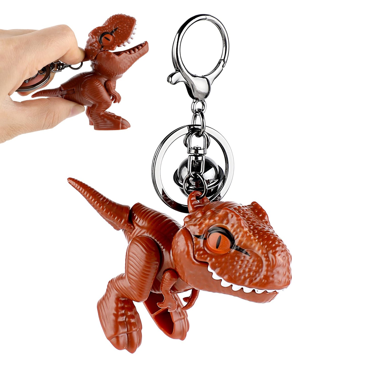 Yuanchu Cute Dinosaur Keychain, Kawaii Cartoon Gift Key Chain Movable Dinosaur Car Keychains Dinosaur Handbag Charm Adorable Keychains Accessories for Women Men Backpacks, brown,