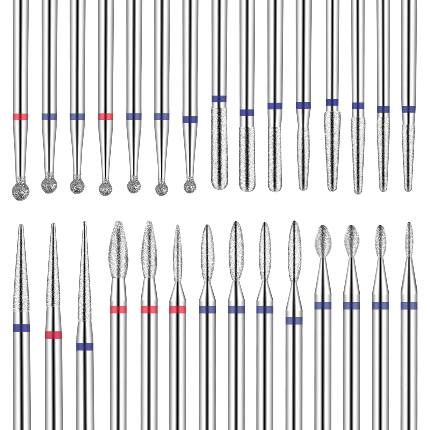 Amabro 3/32 Inch Nail Drill Bits, 30PCS Cuticle Bit Set Tungsten Carbide Diamond Drill Safety Bits Nail Gel Polish Remover Tools Electric Nail Cutter for Acrylic Manicure Salon Home Nail Care