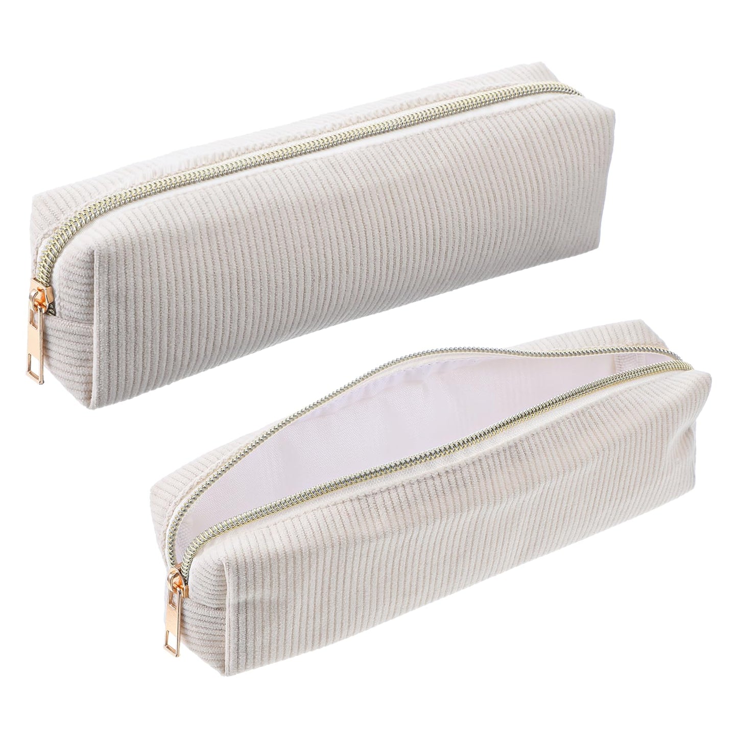 DOPENSPI Corduroy Pen Case, Aesthetic Pencil Pouch, Simple Pen Bag with Practical Zip Portable Makeup Bag Stationery Pouch for Women