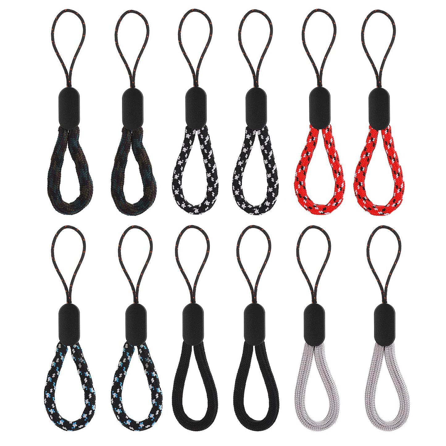 Cobee Finger Lanyard Small Wrist Strap, 4.72inch Adjust Finger Wrist Neck Lanyards Nylon Finger Strap Portable Finger Lanyard Hand Strap for Mobile Phone Camera Keys USB Flash Drives(6 Colors, 12 Pcs)