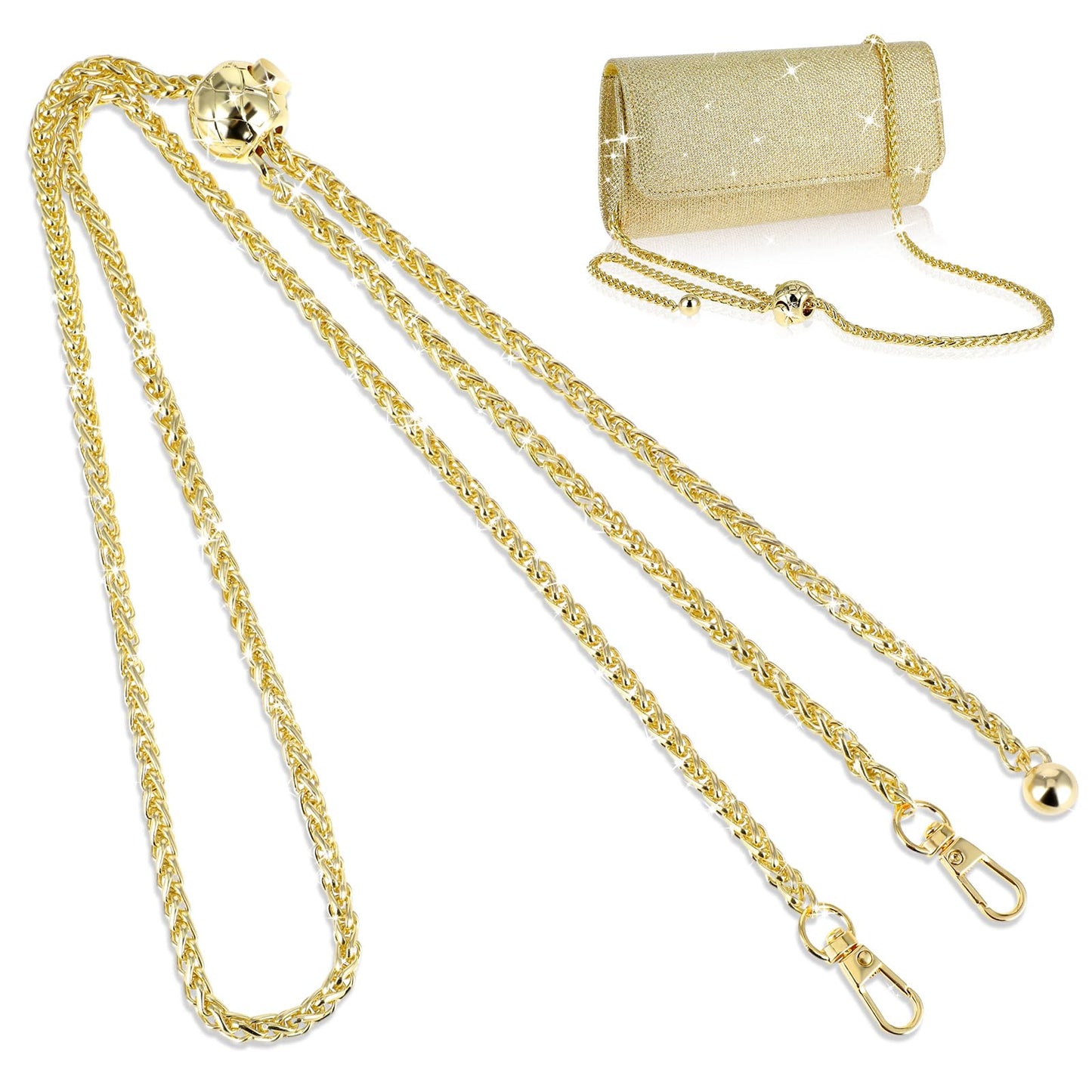 GEEHUA Purse Metal Chain Strap, 51 in Adjustable Bag Strap Crossbody Bag Chains Handbag Straps Bag DIY Decorative Chain for Shoulder Bag Wallet Clutch(Gold)
